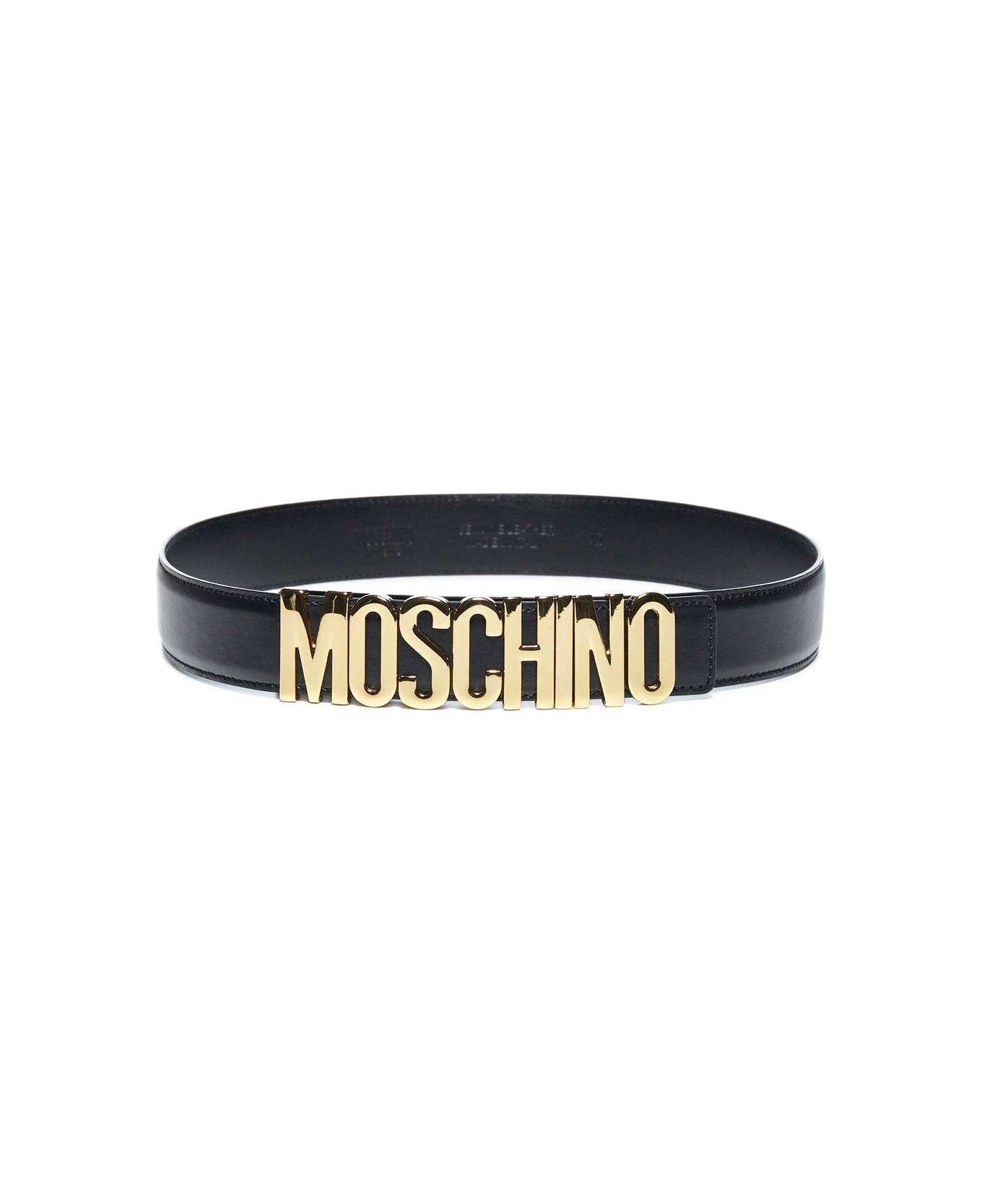 Moschino Logo Buckle Belt - BLACK