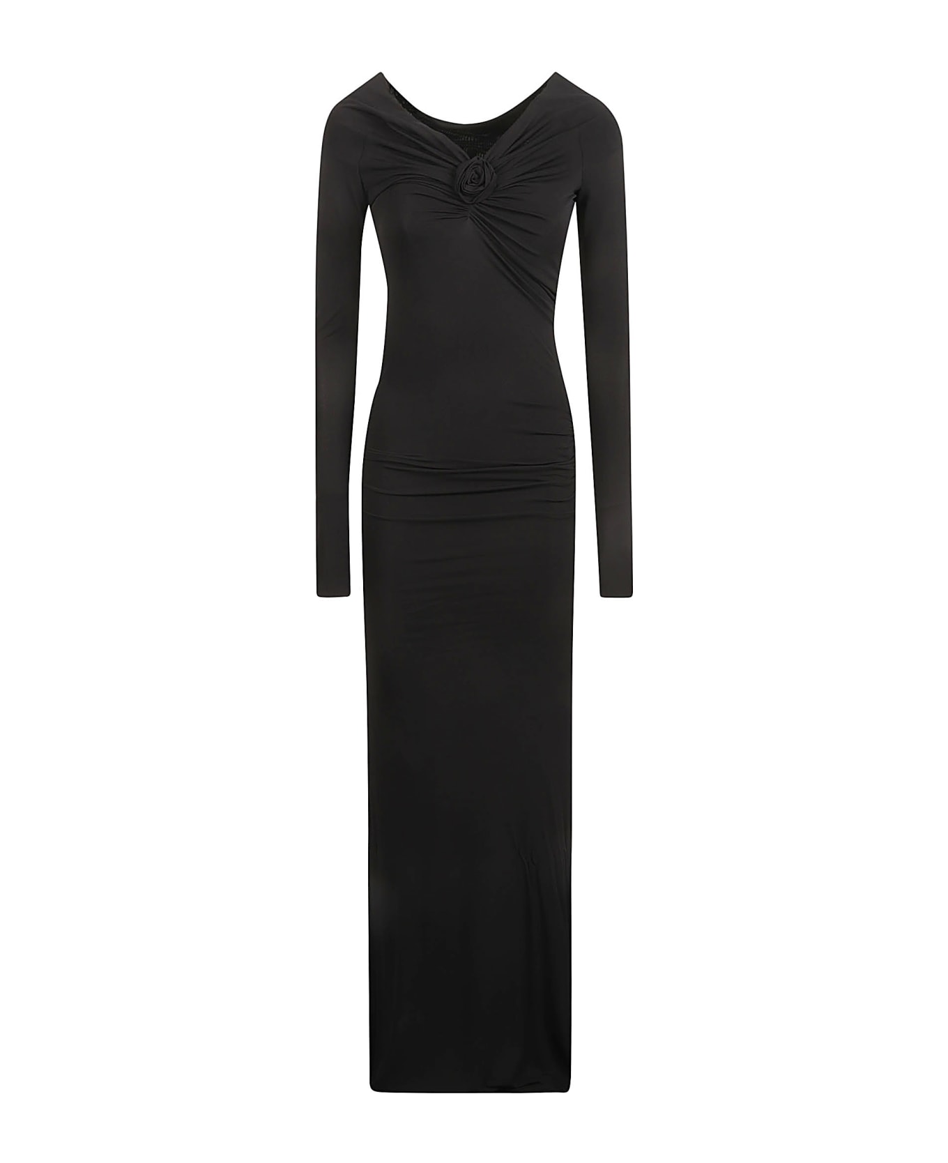 Blumarine Wrap Front V-neck Longsleeved Dress - Black ワンピース＆ドレス