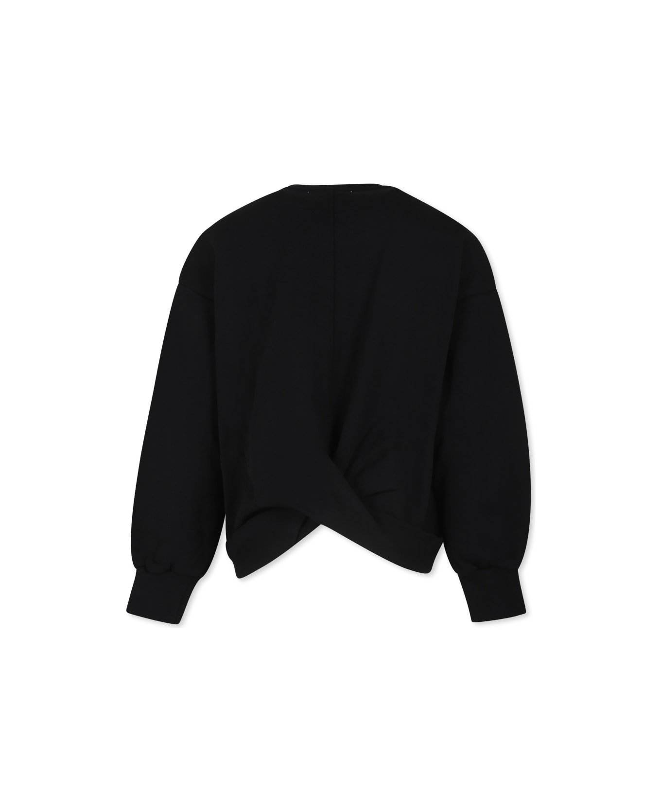 MSGM Black Sweatshirt For Girl With Logo - Black ニットウェア＆スウェットシャツ