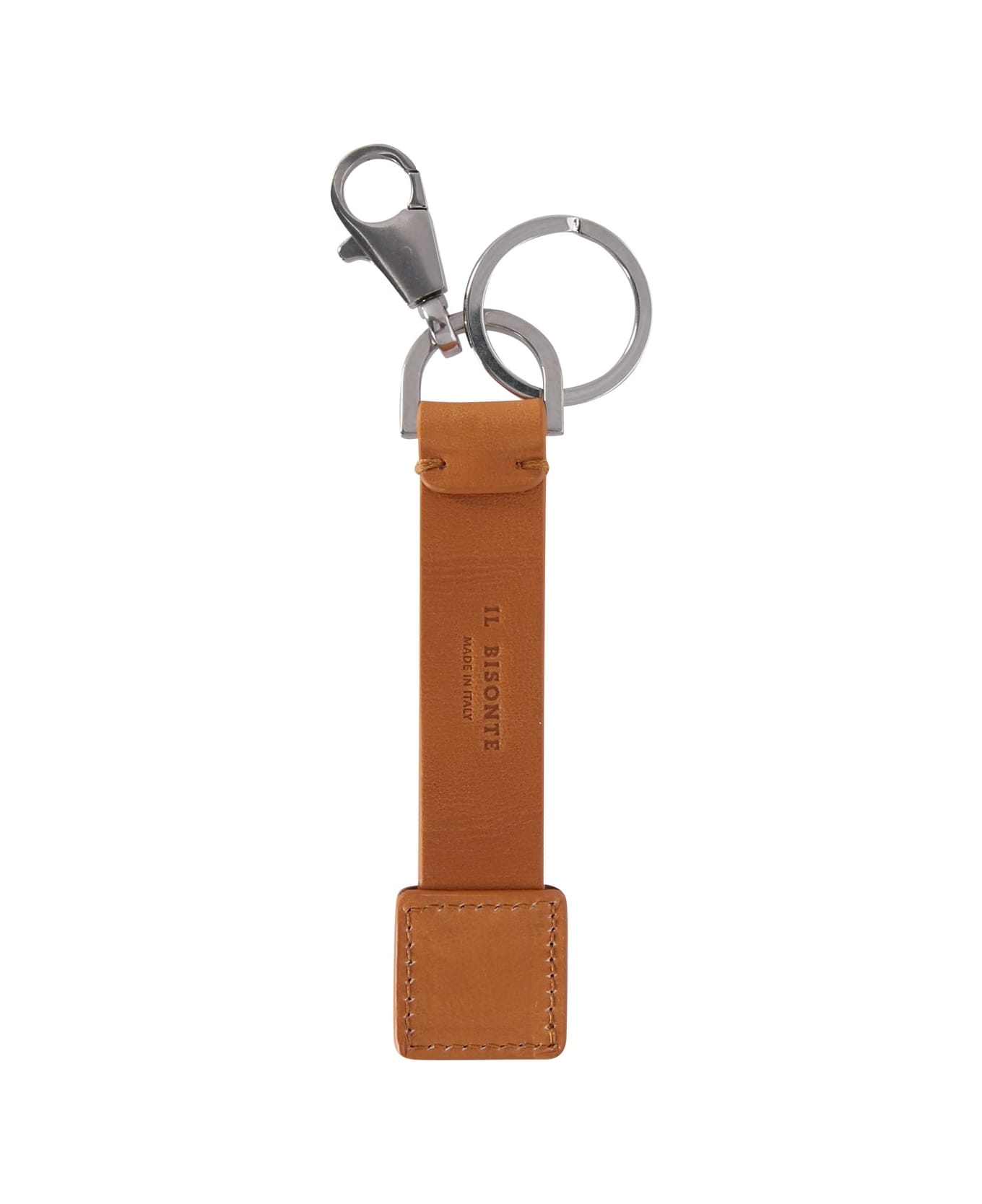 Il Bisonte Leather Key Ring - MARRONE