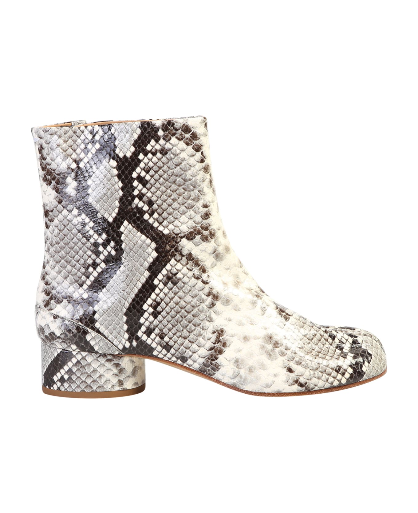 Maison Margiela Tabi Snakeskin Print Ankle Boots - Beige