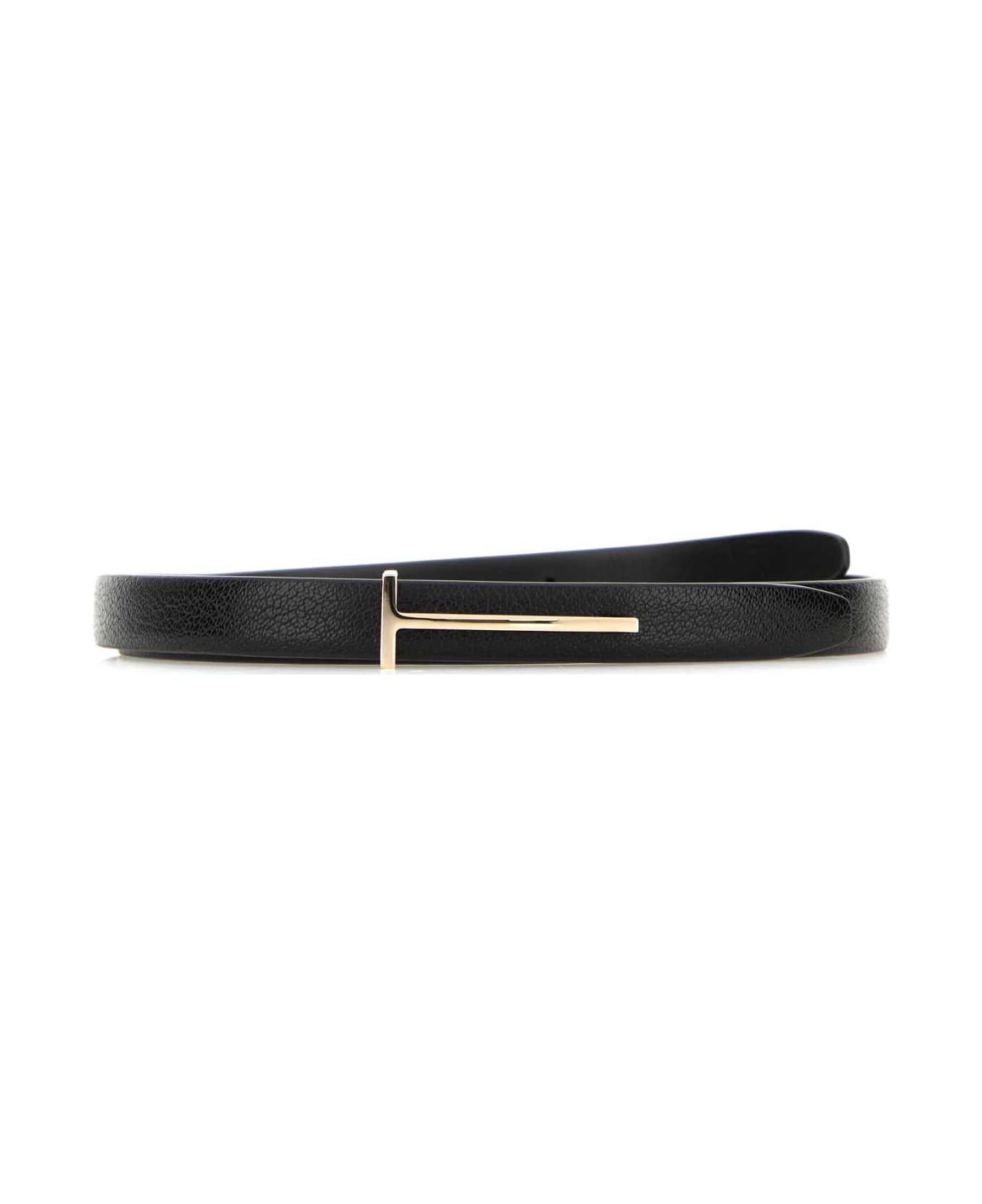 Tom Ford Black Leather Belt - BLACK