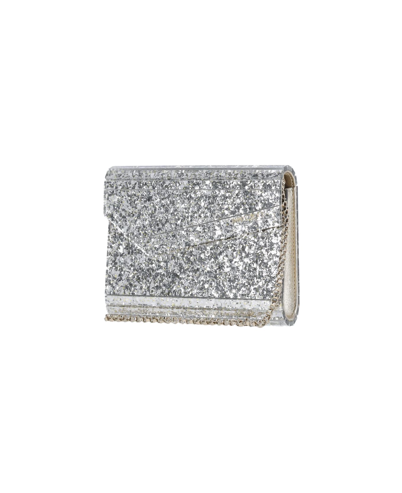 Jimmy Choo Pouch With Glitter "candy" - Cream