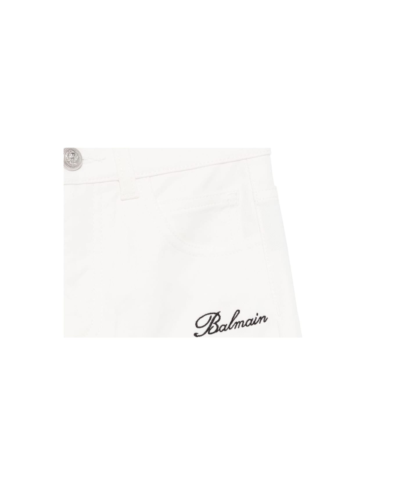 Balmain Pantaloni Con Ricamo - Cream