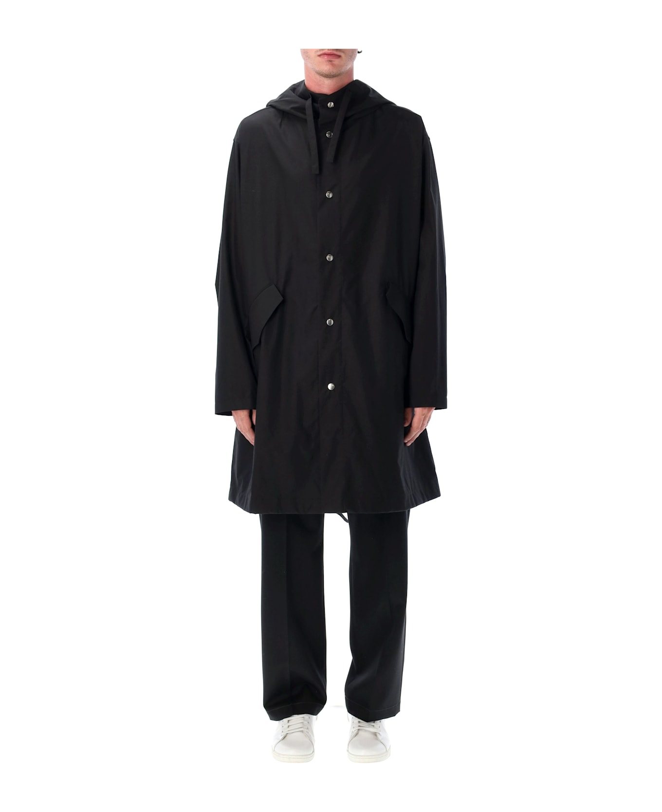 Jil Sander Cotton Logo Parka - BLACK
