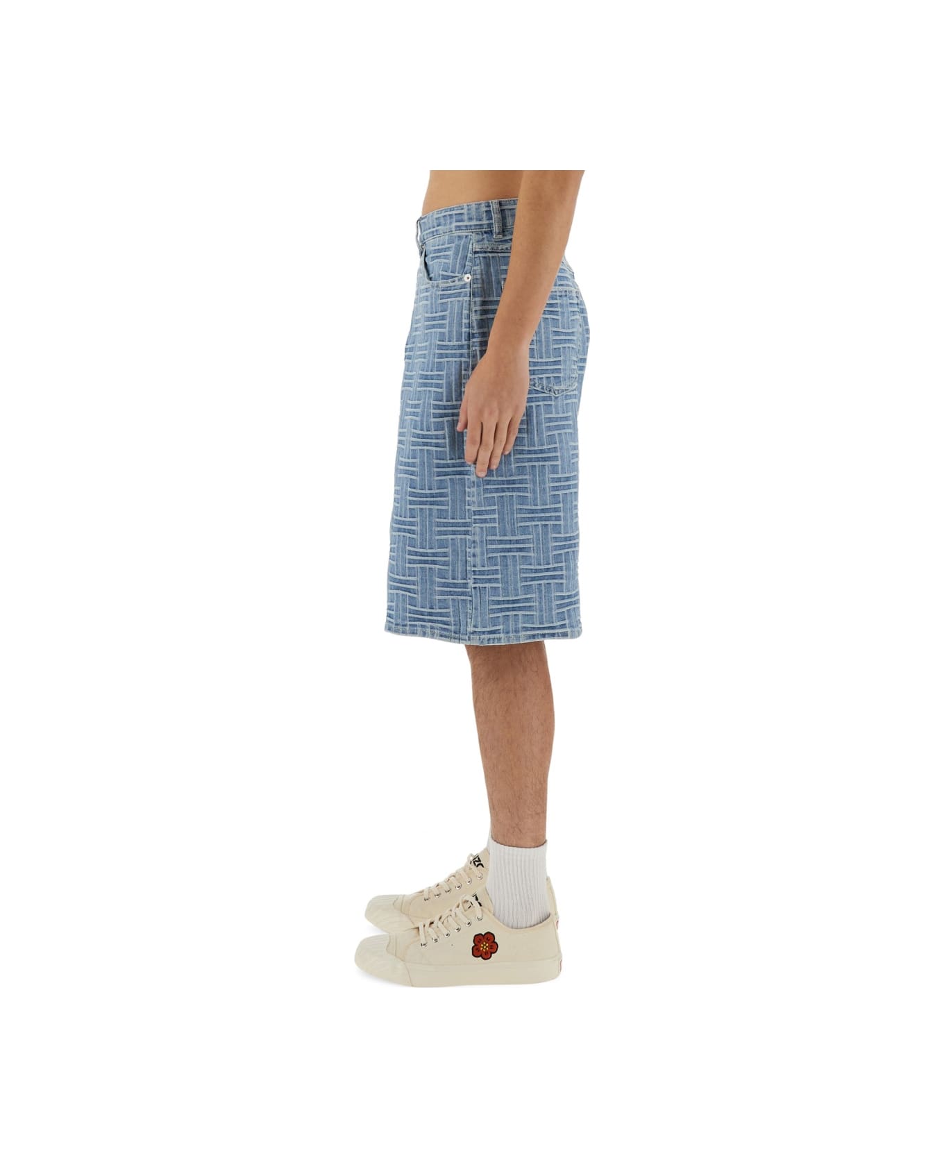 Kenzo Weave Straight Short - Db Bleached Blue Denim