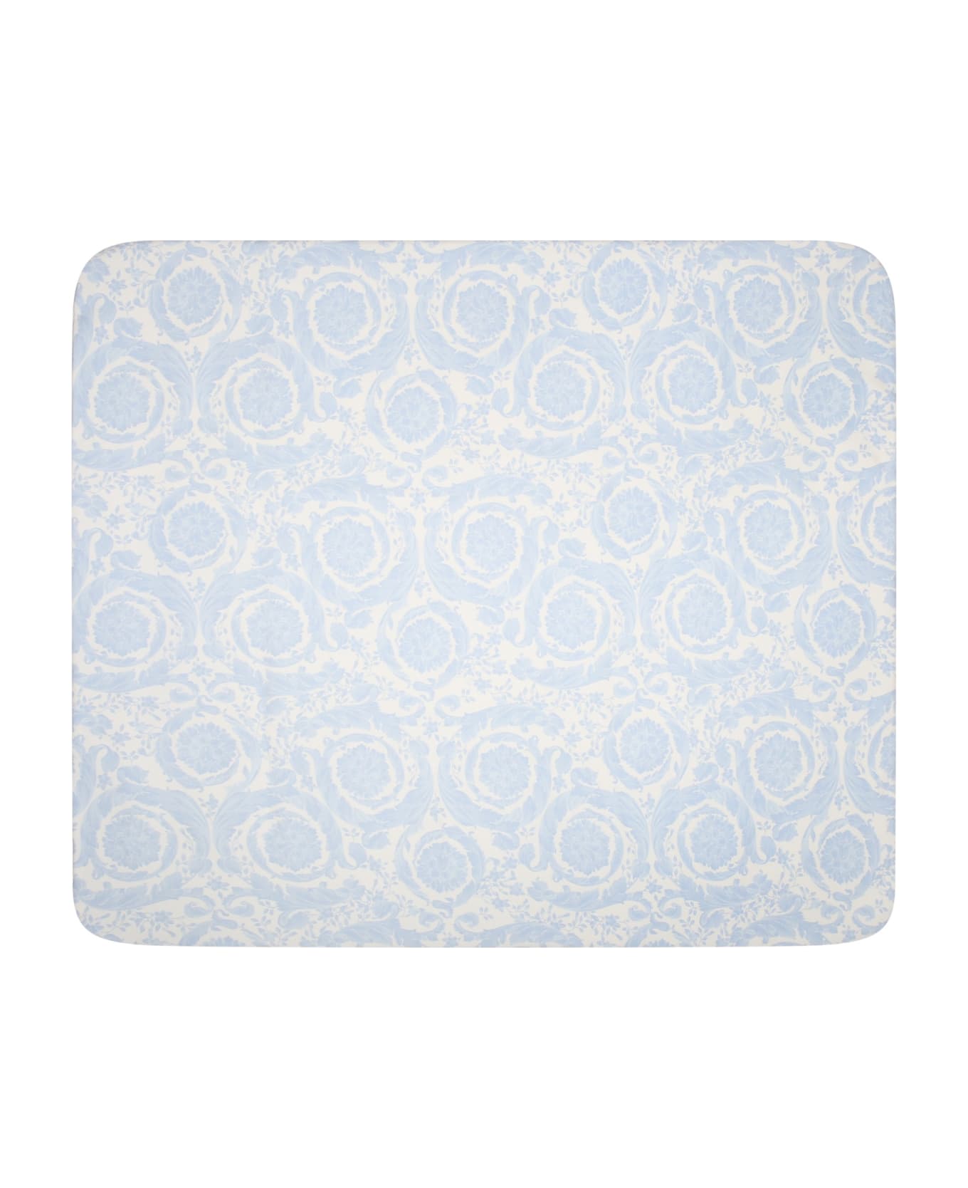 Versace Light Blue Blanket For Baby Boy With Baroque Print - Light Blue