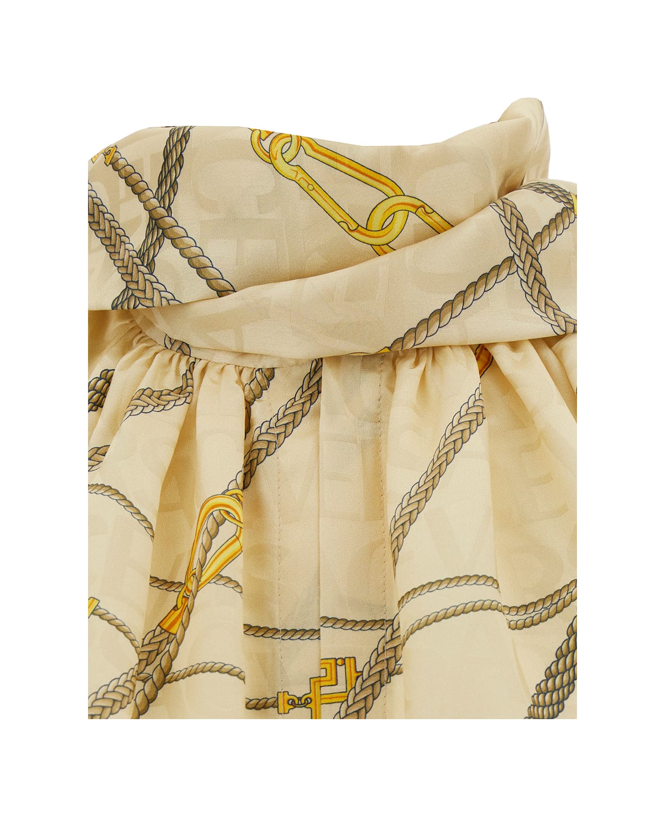 Versace Light Yellow Blouse With Scarf-tie And Nautical Print In Silk Blend Woman - SAND-GOLD