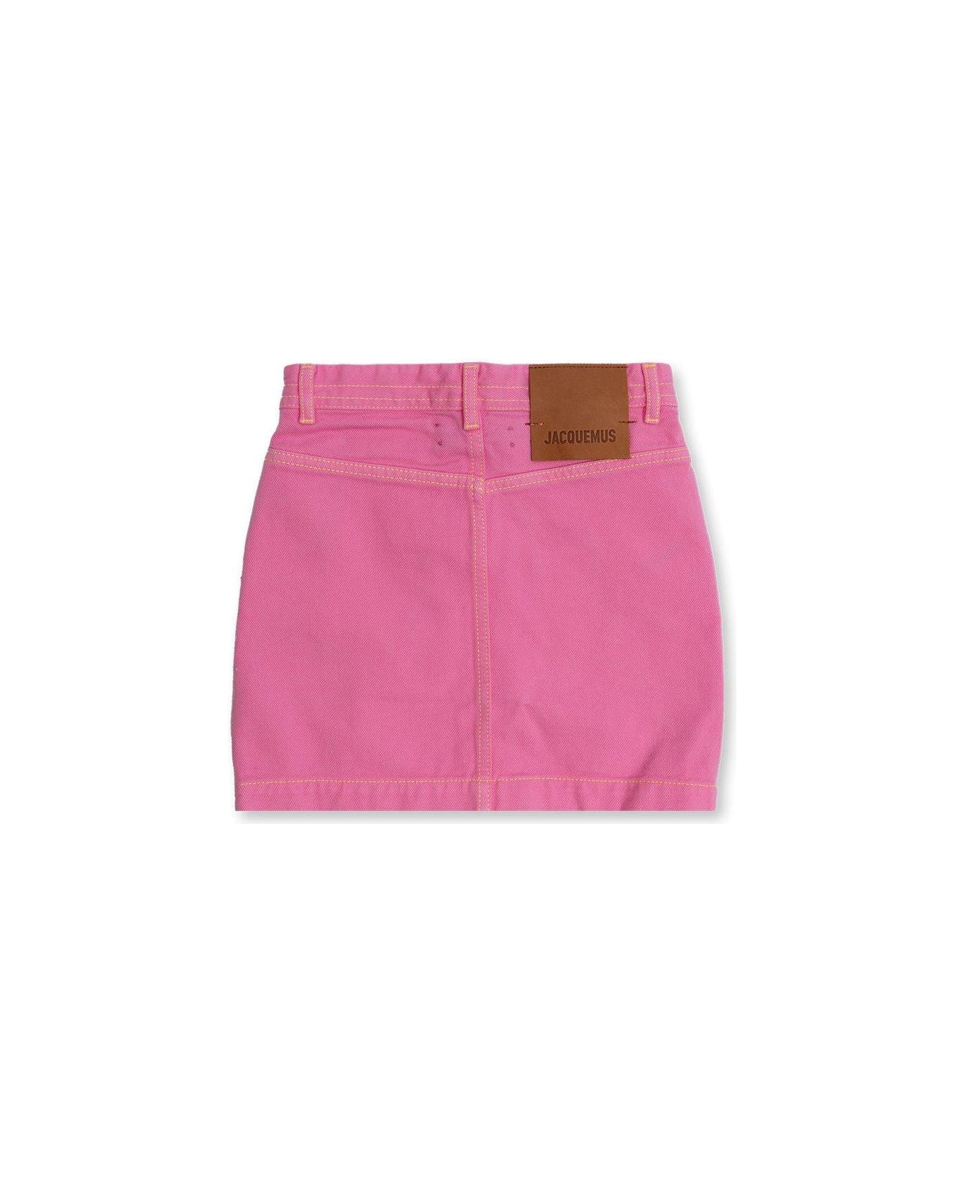 Jacquemus L'enfant Contrast Stitch Twill Skirt - PINK