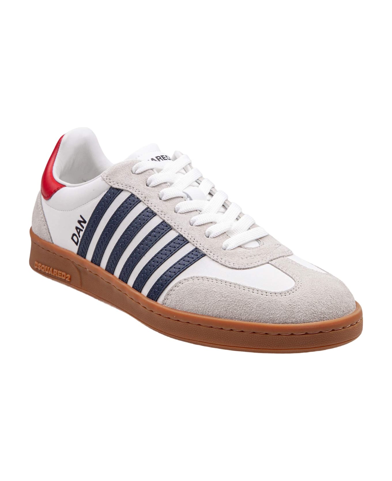 Dsquared2 White/blue Leather Boxer Sneakers - WHITE/BLU