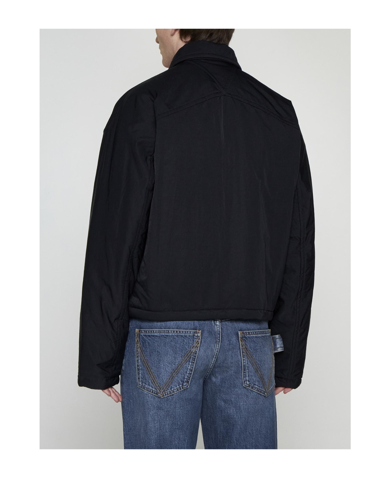 Bottega Veneta Nylon Zip-up Jacket - BLACK