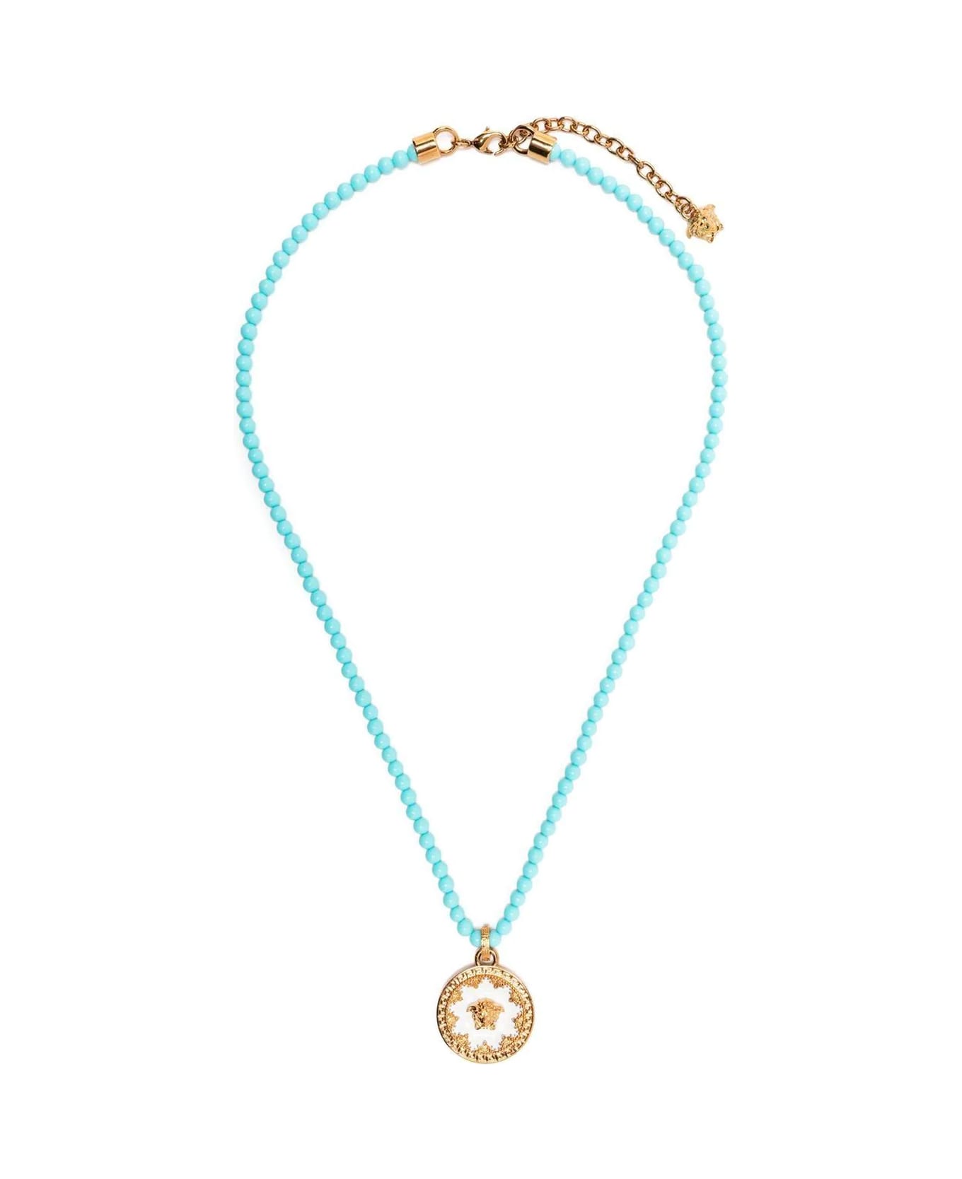 Versace Coral Pendant Necklace - Jhlo Versace Gold White Turquoise