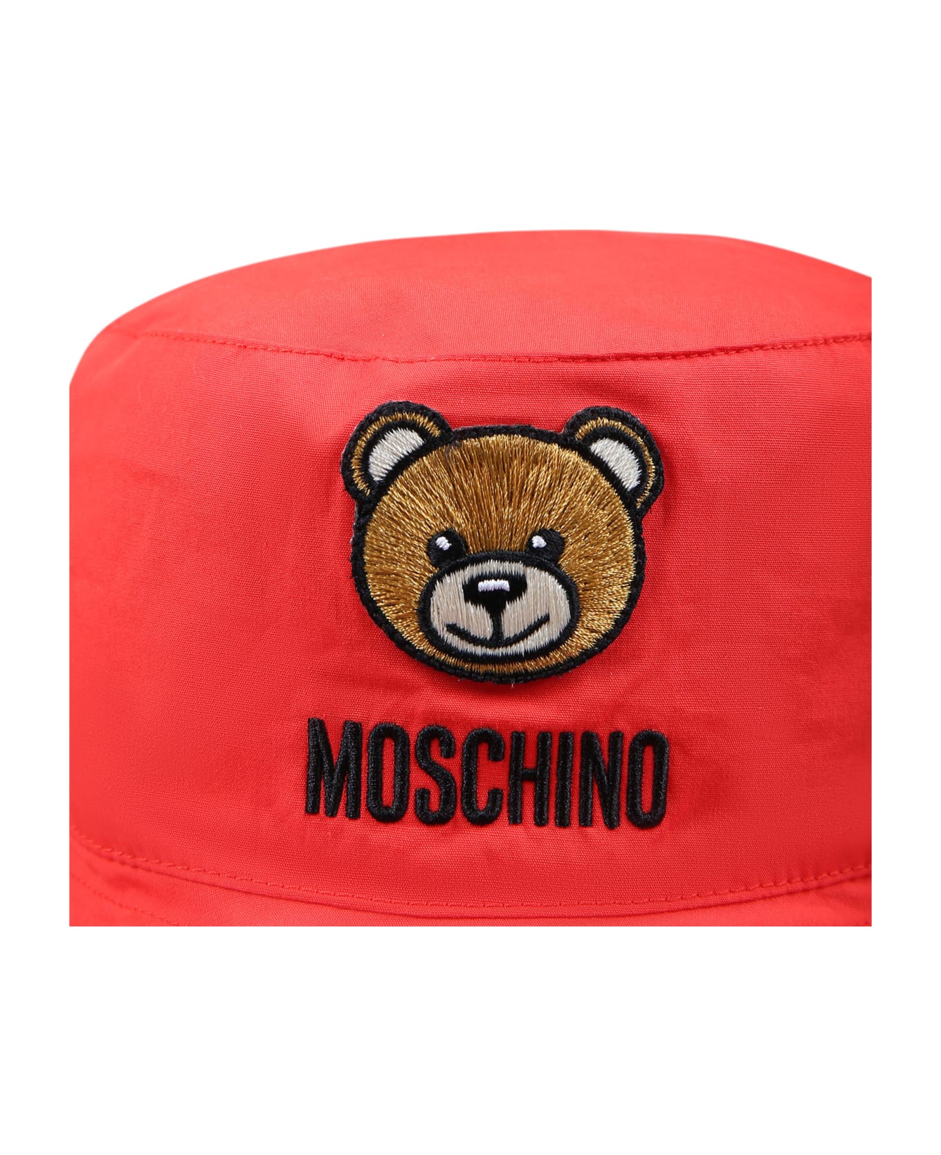 Moschino Red Cloche For Baby Kids With Teddy Bear - Red