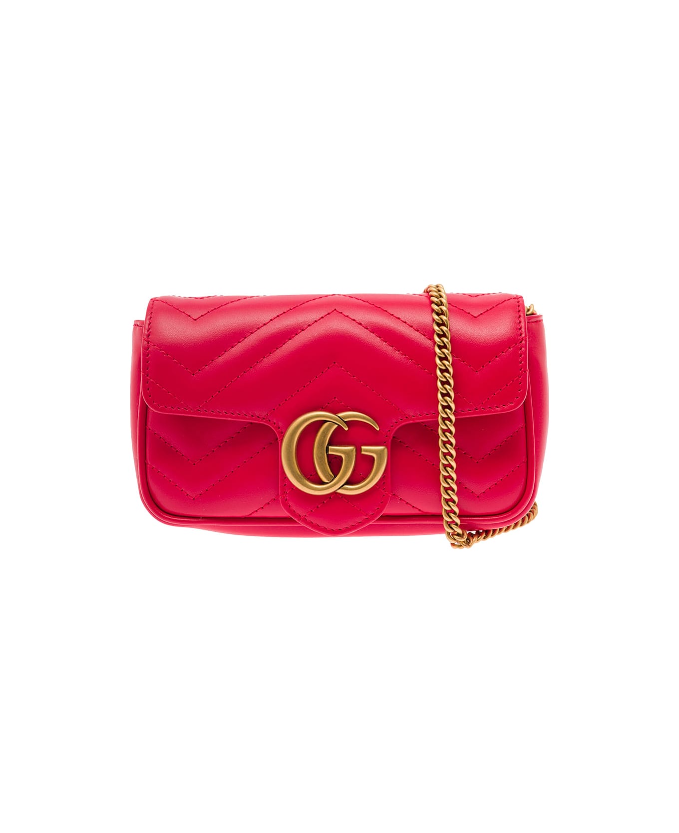 GG Marmont small chevron shoulder bag in blue and red cotton