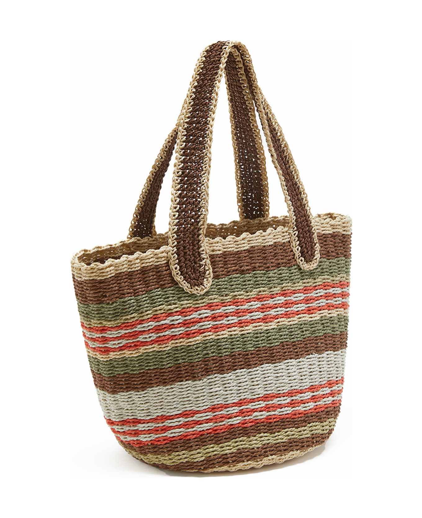 Malìparmi Shopping Bag In Hand-woven Multicolored Raffia - MARRONE/BEIGE/ARANCIO トートバッグ