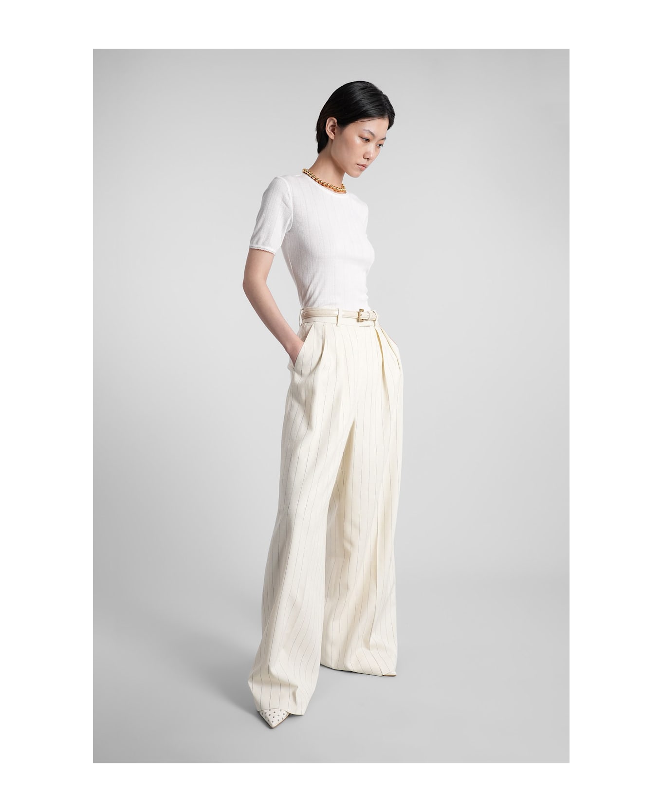 Anine Bing Pia T-shirt In White Polyester - white