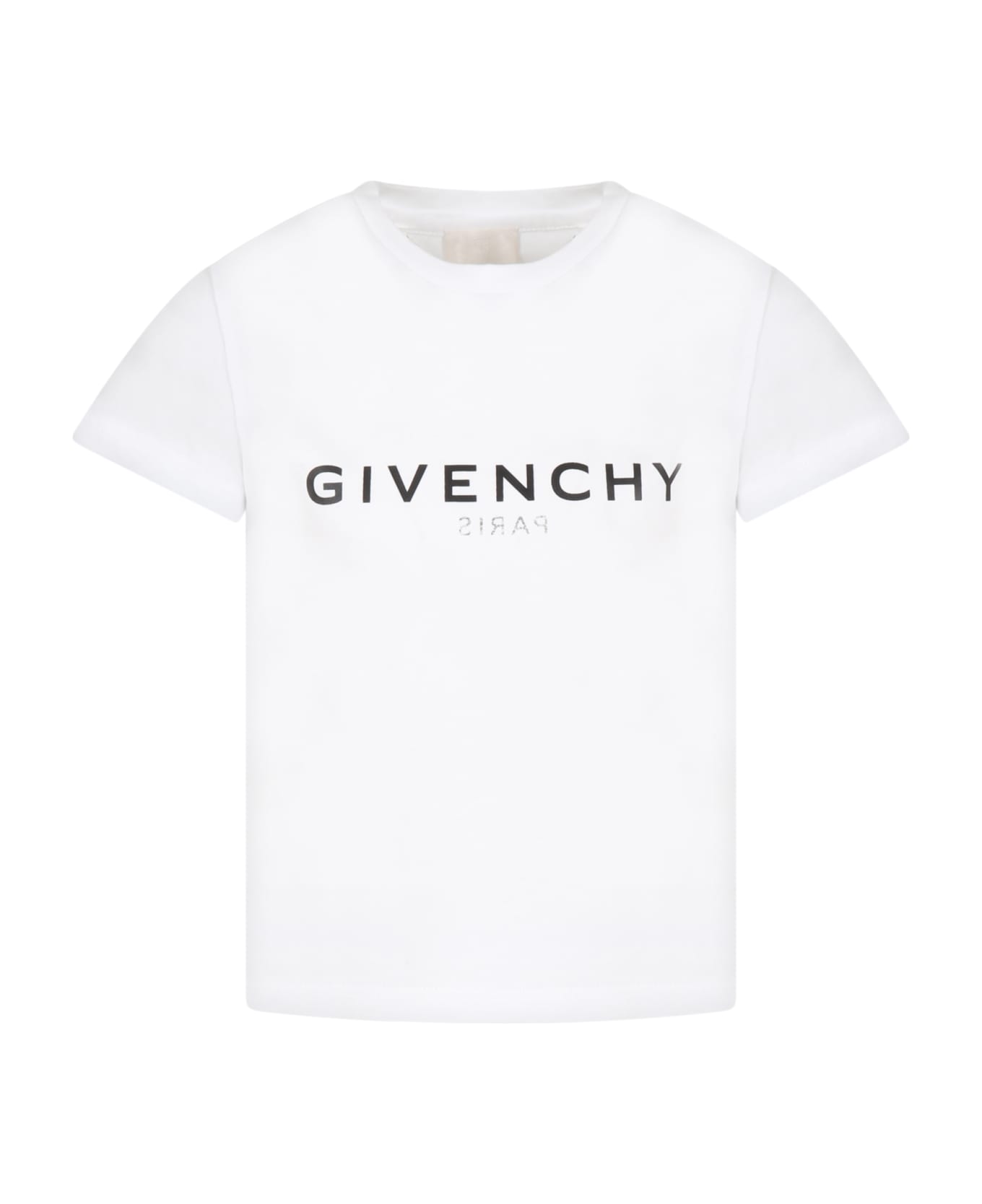 Givenchy White T-shirt For Kids With Black Logo - Bianco