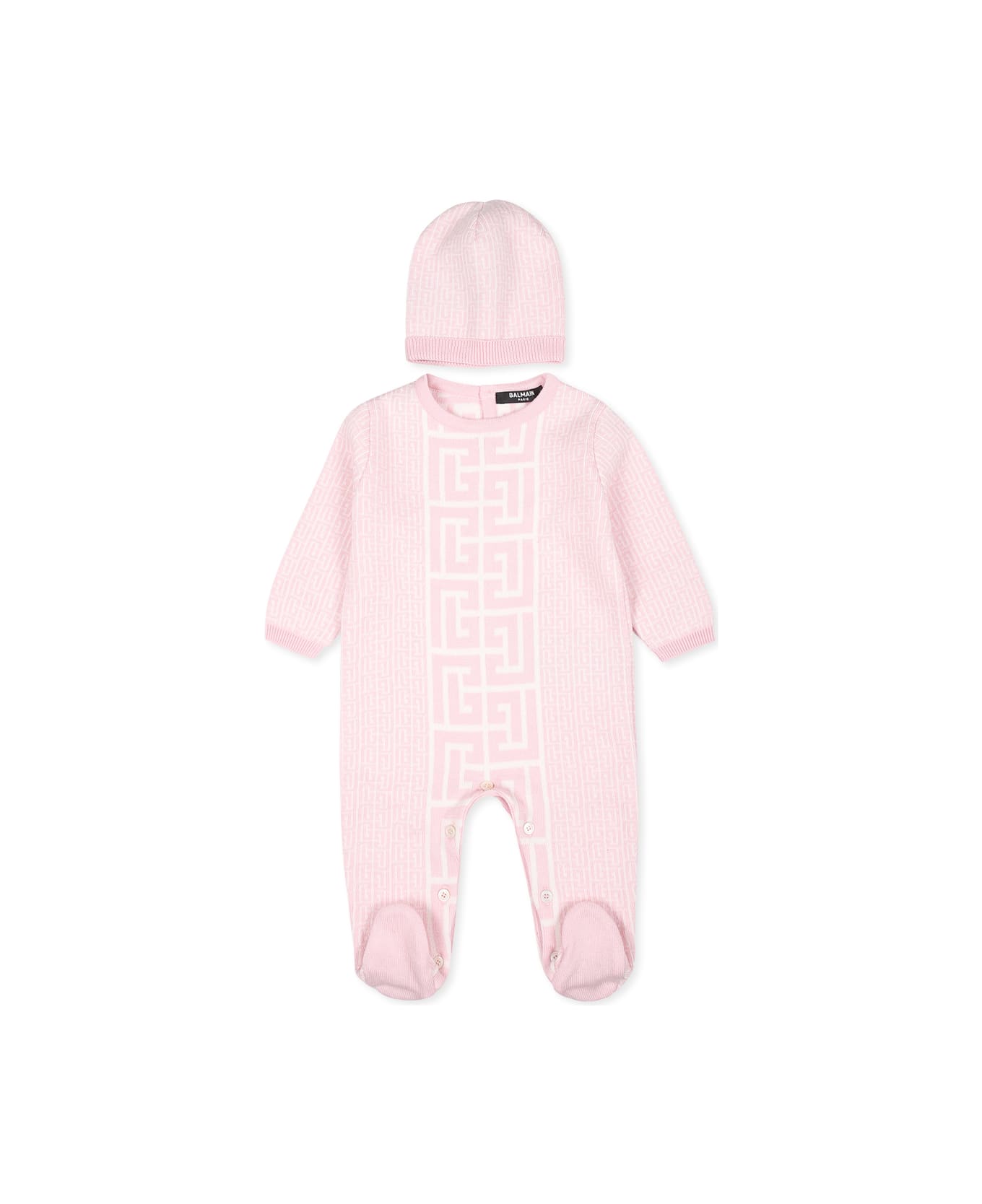 Balmain Pink Babygrow Set For Baby Girl With Labyrinth - Pink