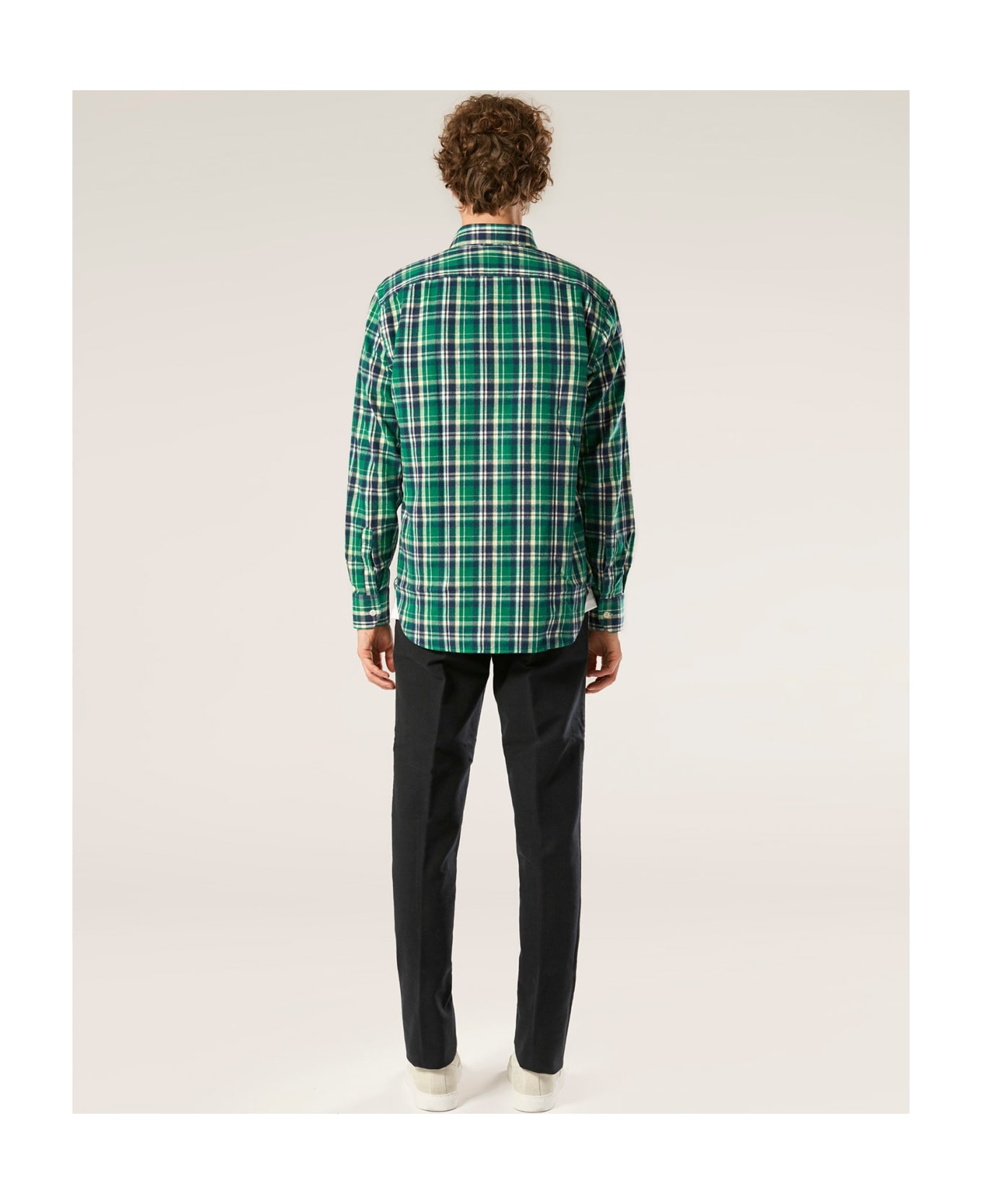 doppiaa Aantero Green Flannel Checked Shirt