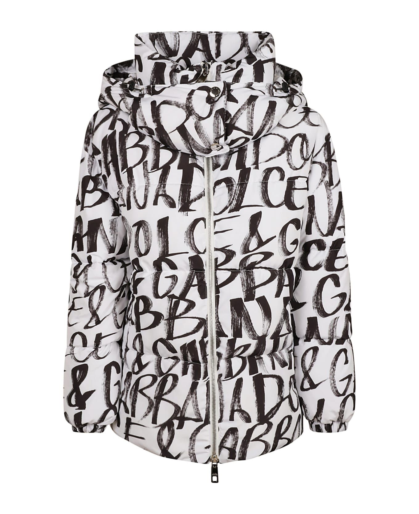 Dolce & Gabbana All-over Logo Puffer Jacket - White