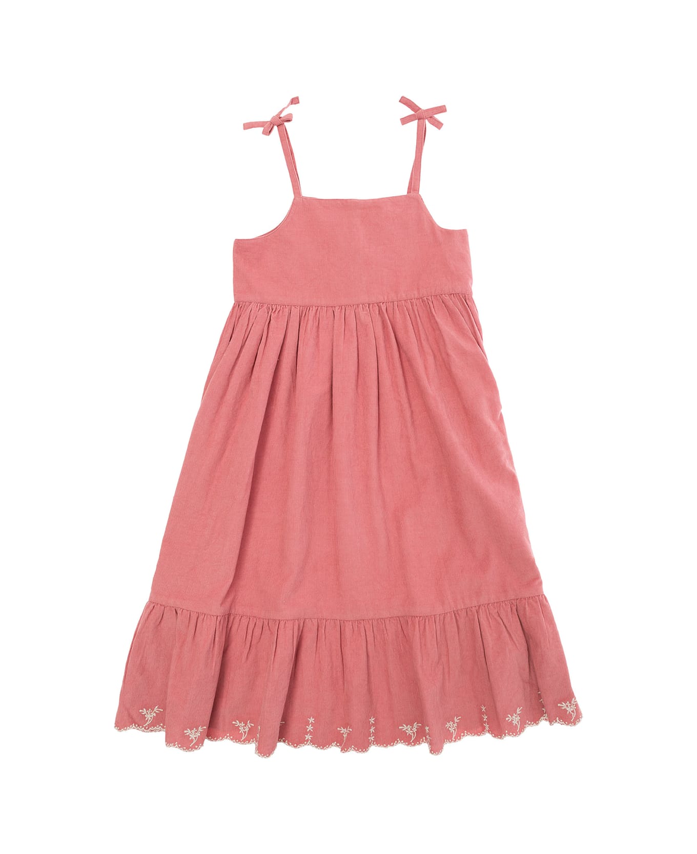 Emile Et Ida Pink Dress With Frill Detail And Embroideries In Cotton Woman - Pink
