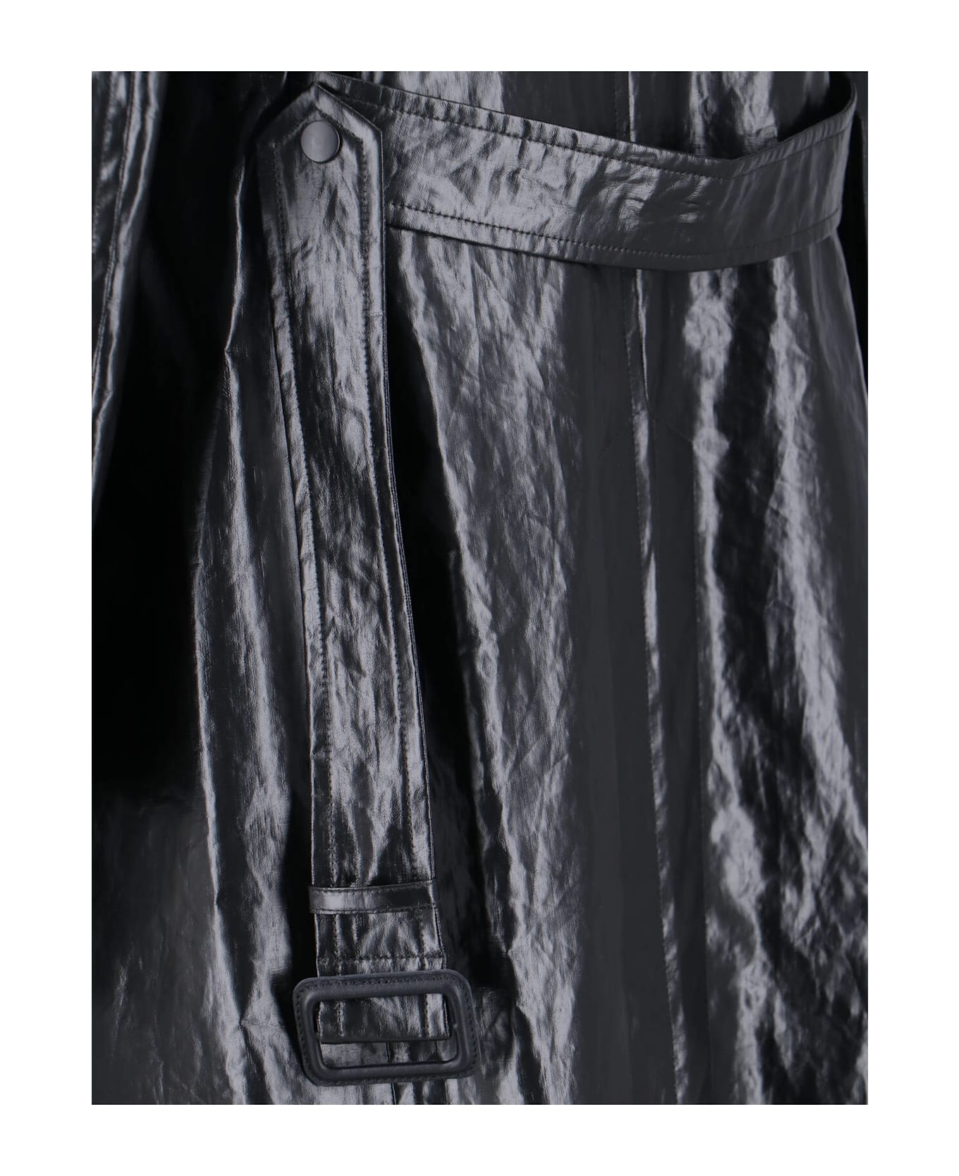 MM6 Maison Margiela Double-breasted Faux Leather Coat - Black  