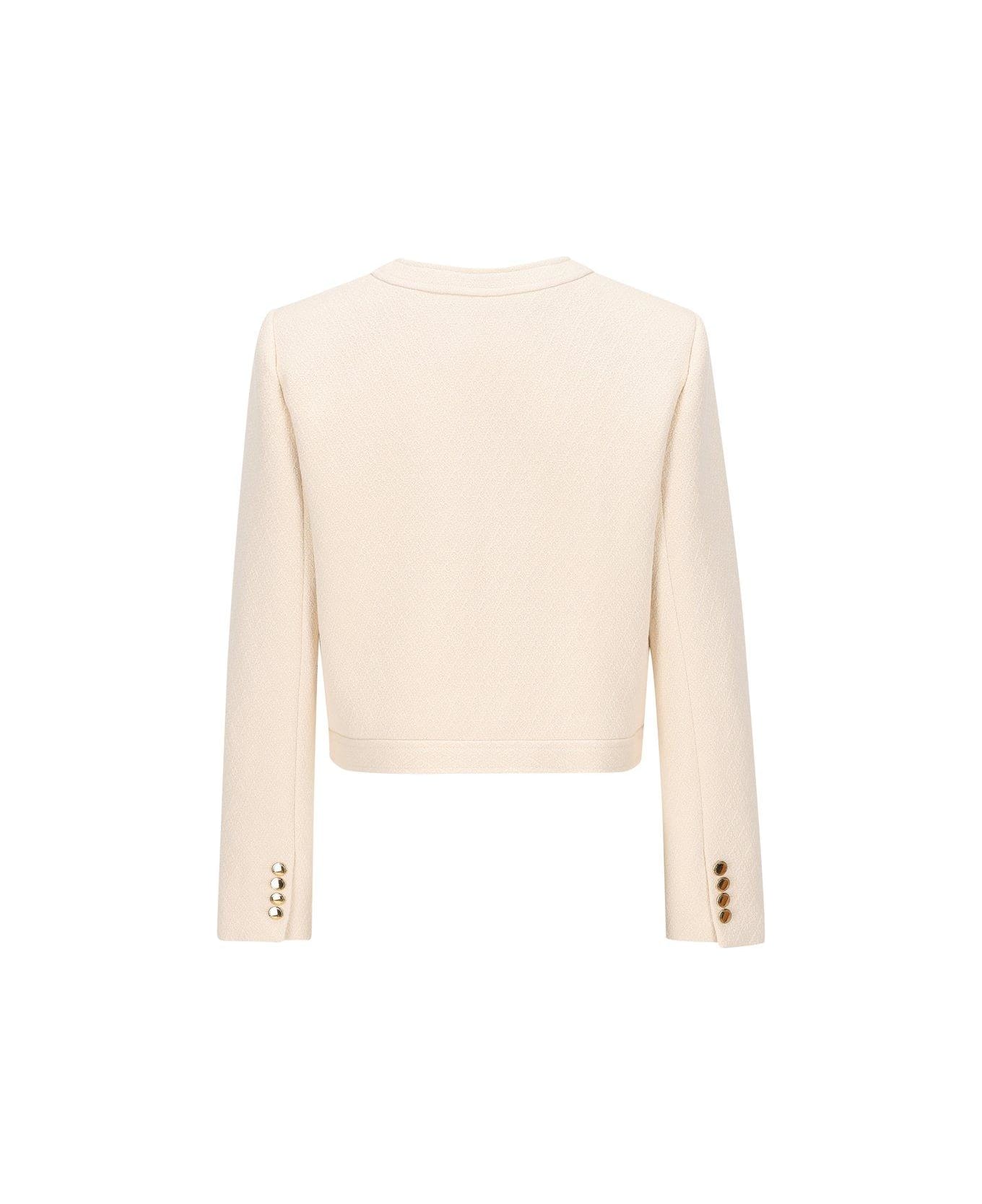 Celine Buttoned Long-sleeved Jacket - CREME