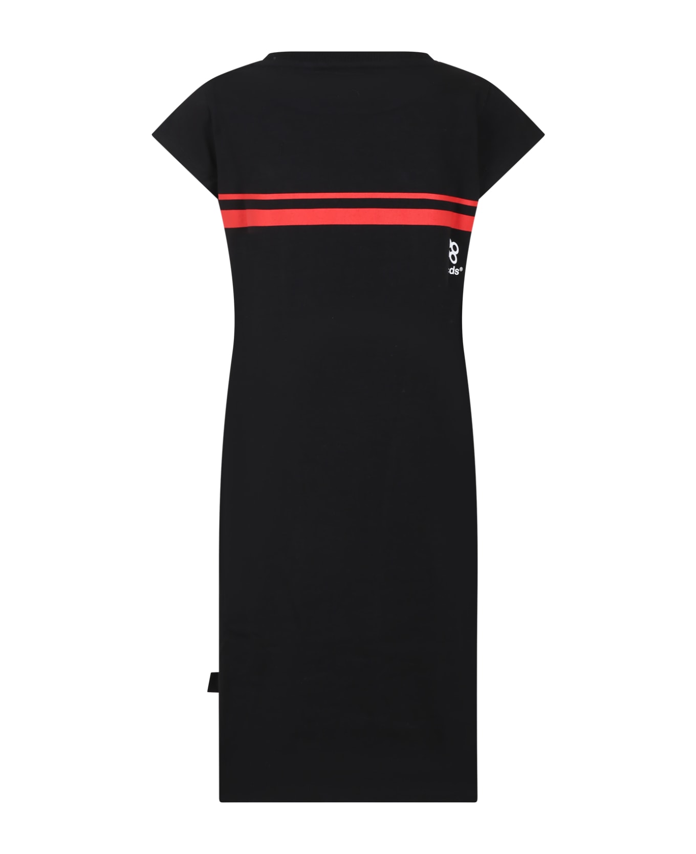 GCDS Mini Black Dress For Girl With Logo - Black