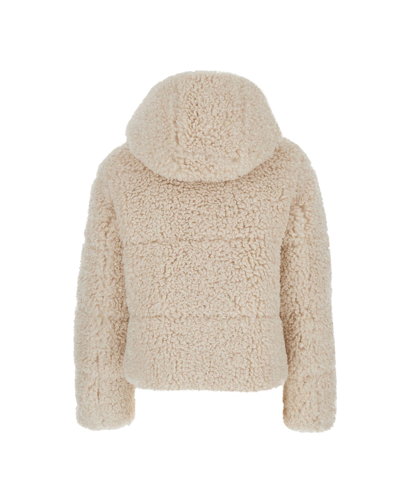 Save the Duck 
dada
 Beige Jacket With Hood And Logo Patch On The Sleeve In Ecofur Woman - Beige