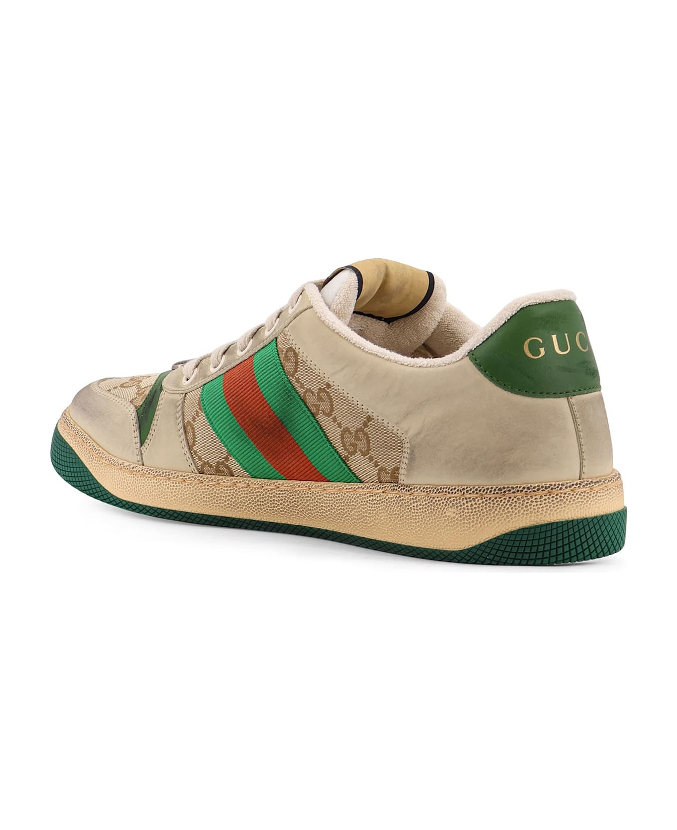 Gucci Screener Gg Low-top Vintage Leather Sneakers - White