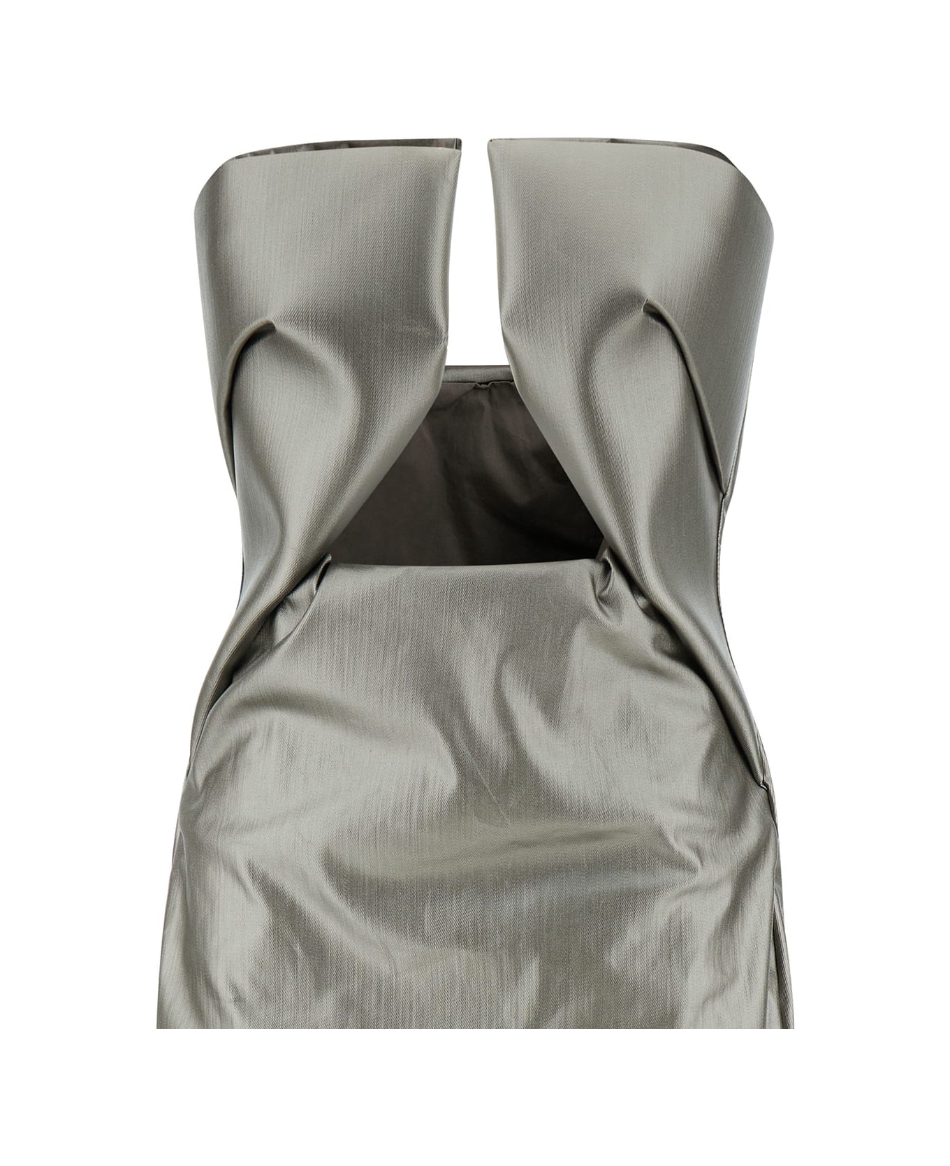 Rick Owens 'prown' Maxi Silver Dress With Cut-out Detail In Stretch Cotton Woman - Metallic ワンピース＆ドレス