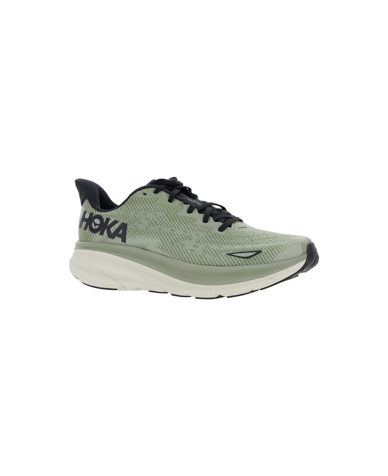 Hoka 
clifton 9
 Green Sneakers With Zig Zag Embroidery And Side Logo Print In Rubber Unisex - Green