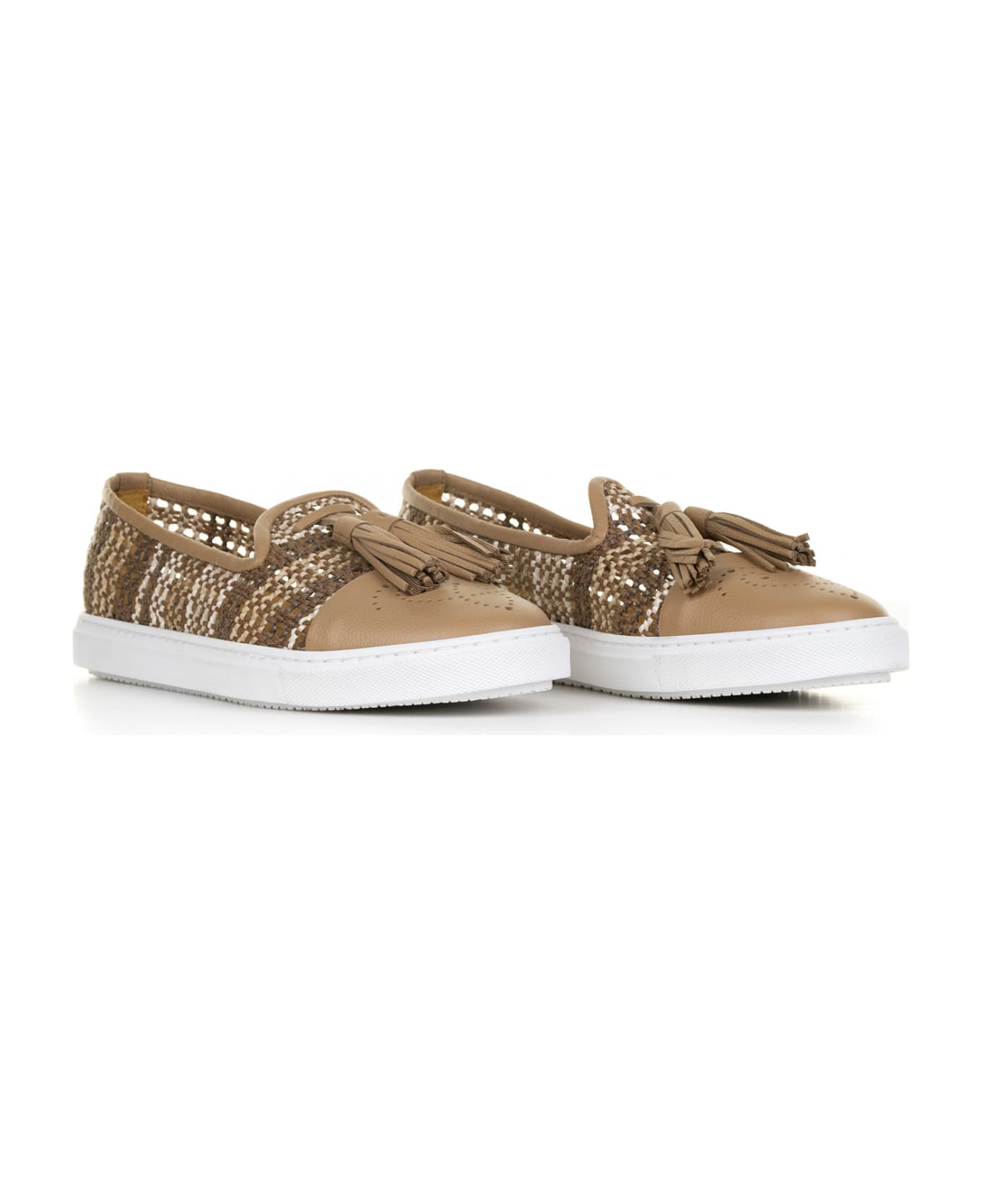 Fratelli Rossetti One Slip-ons In Woven Leather With Tassels - MANDORLA