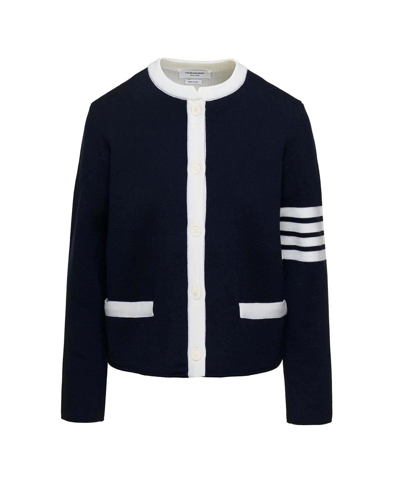 Thom Browne 'double Face Cardigan' Wool - Blue