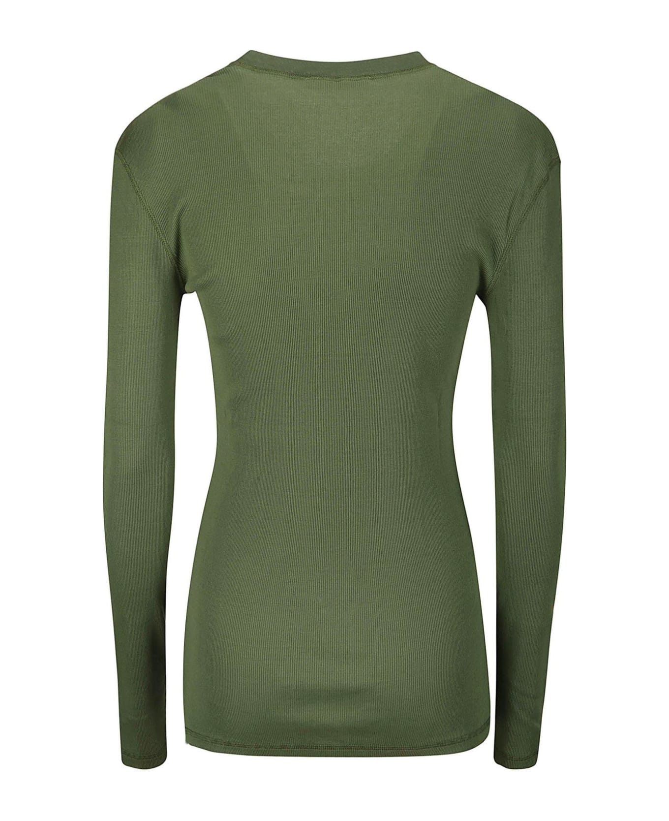 Lemaire Long Sleeved Crewneck T-shirt - GREEN