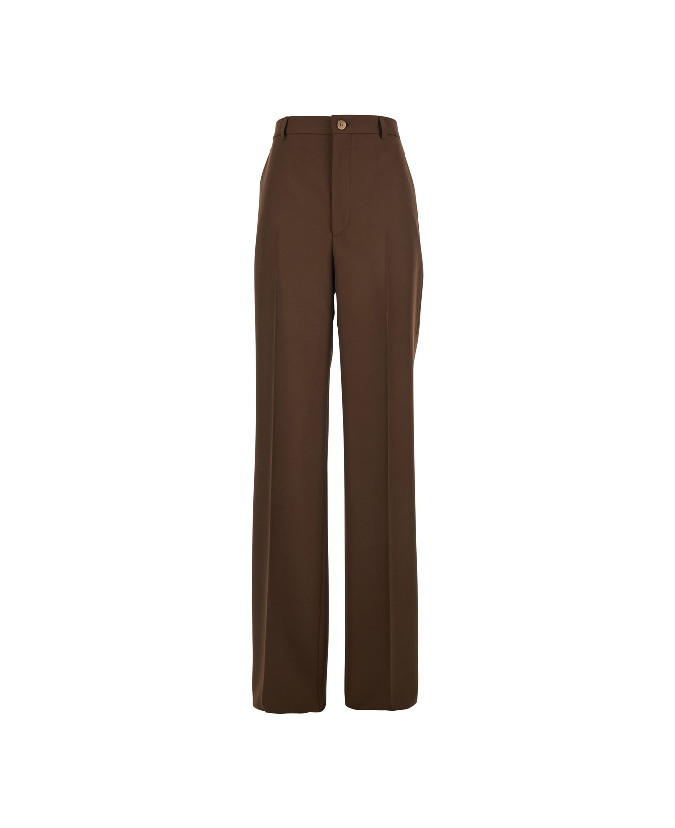 Gucci Brown Pants With Belt Loops And Two Rear Welt Pockets In Tech Fabric Woman - BROWN