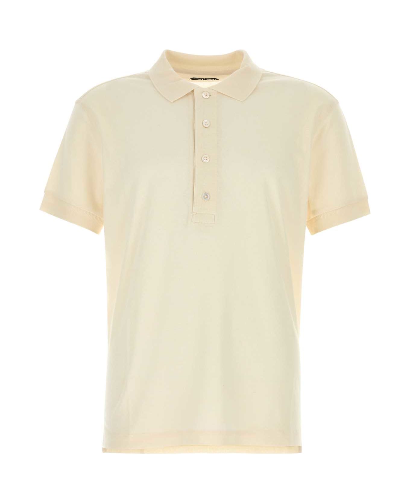Tom Ford Ivory Cotton Blend Polo Shirt - CHALK ポロシャツ