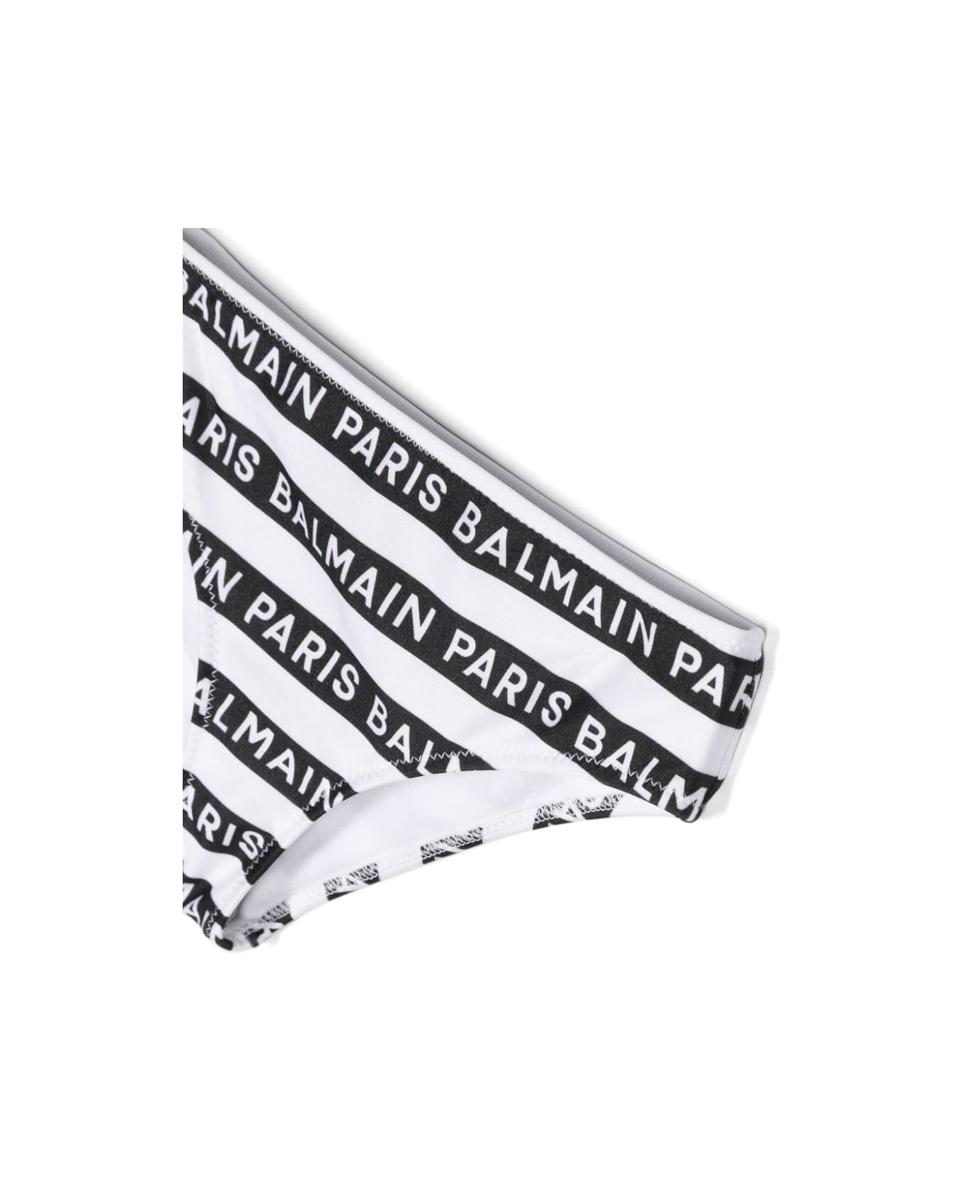 Balmain Striped Bikini Set - White 水着