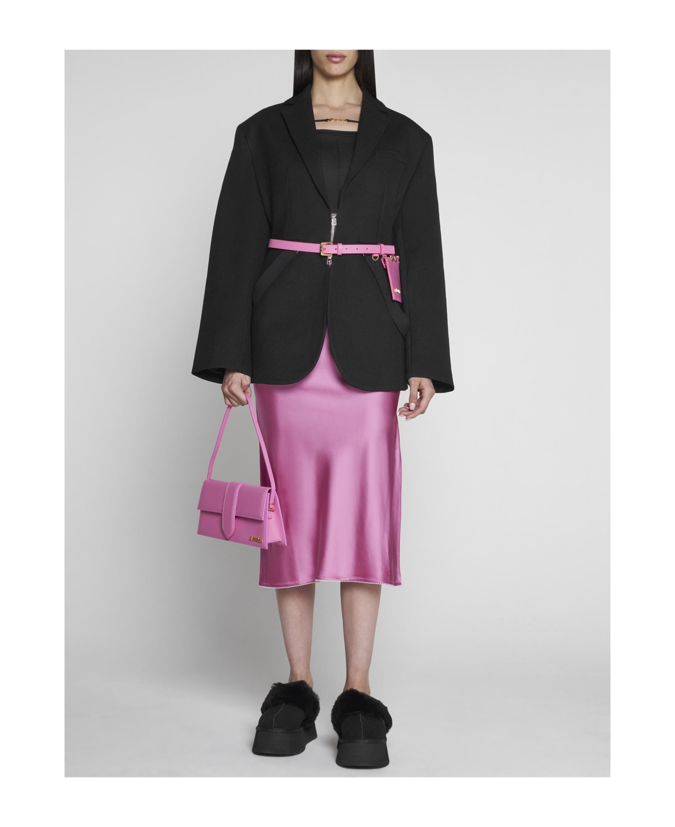 Jacquemus Notte Satin Midi Skirt - Pink