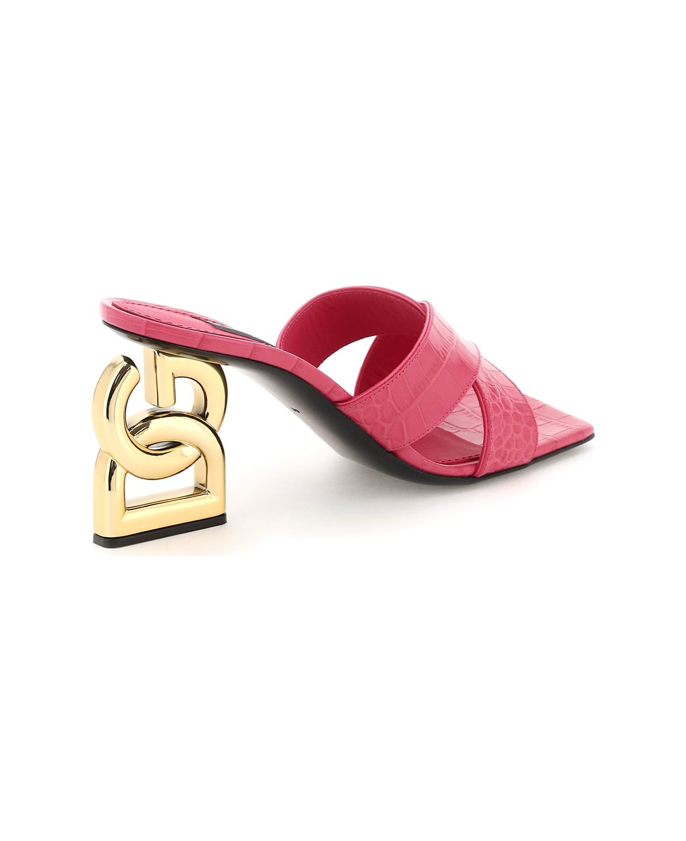 Dolce & Gabbana Logo Plaque Embossed Mules - Pink サンダル