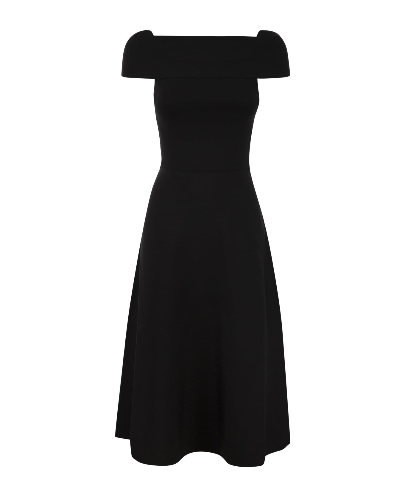 Fabiana Filippi Midi Dress With Straight Neckline - Black ワンピース＆ドレス