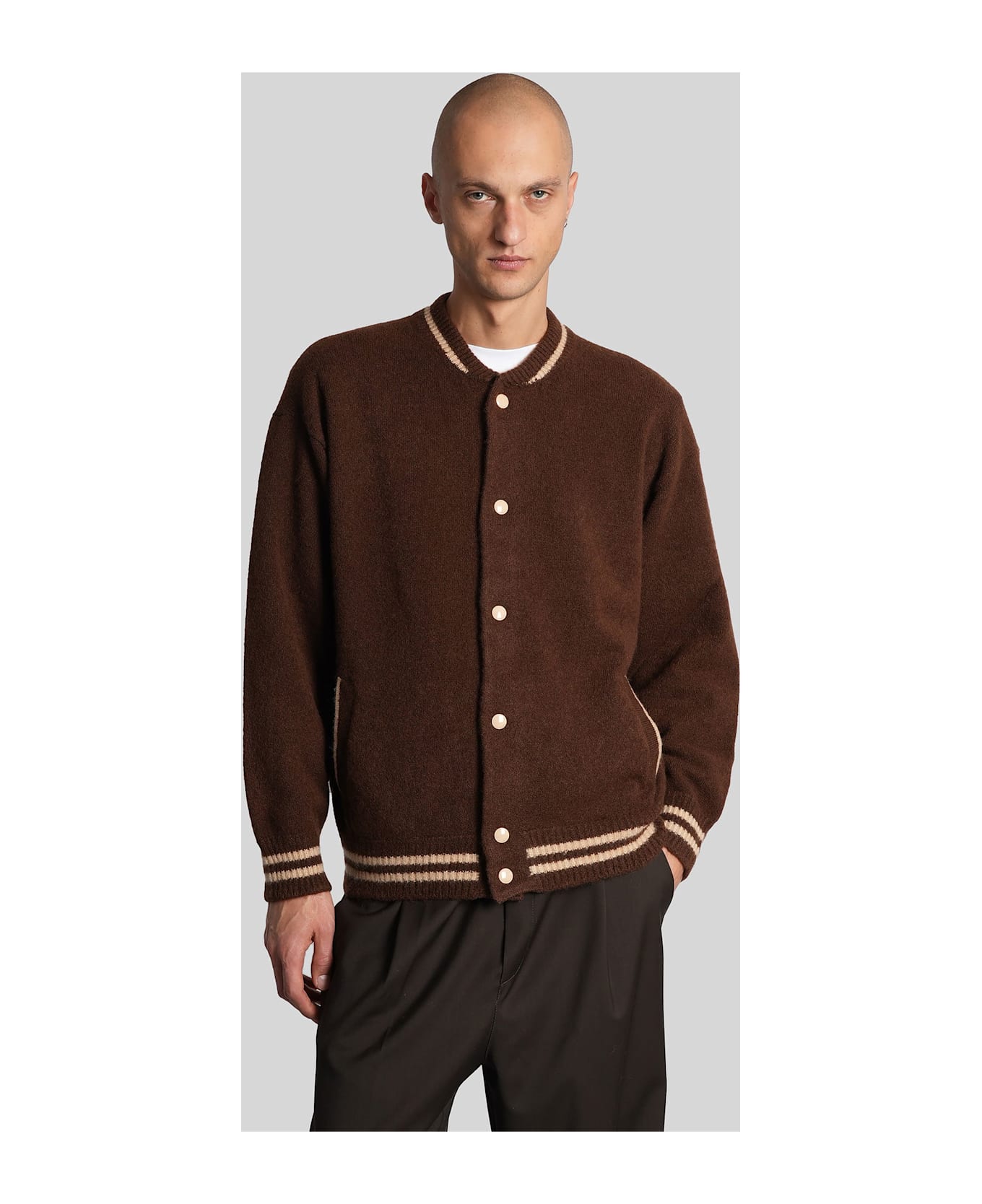 Laneus Bomber Jacket In Brown Cashmere - brown
