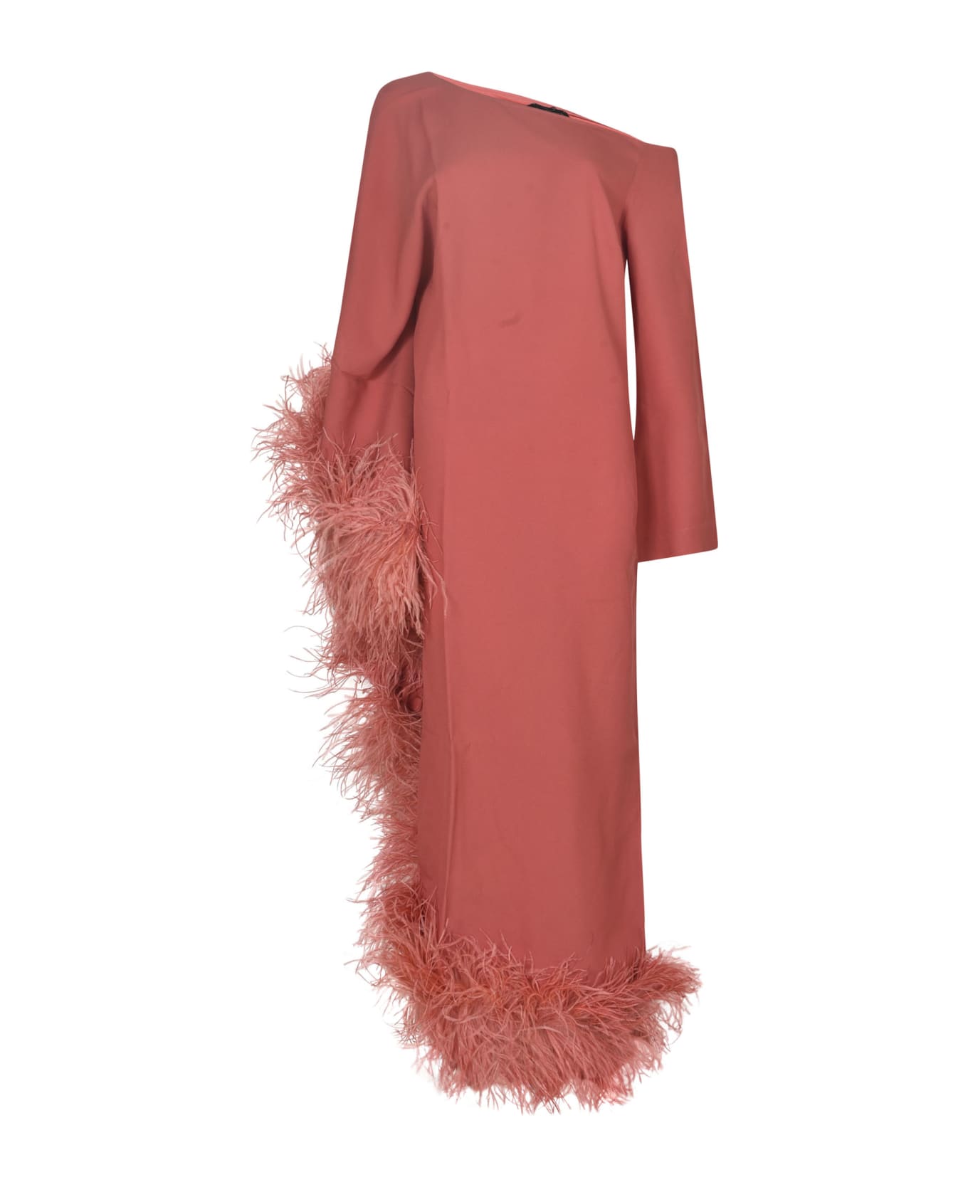 Taller Marmo Feathered Cuff One-shoulder Long Dress - Peonia