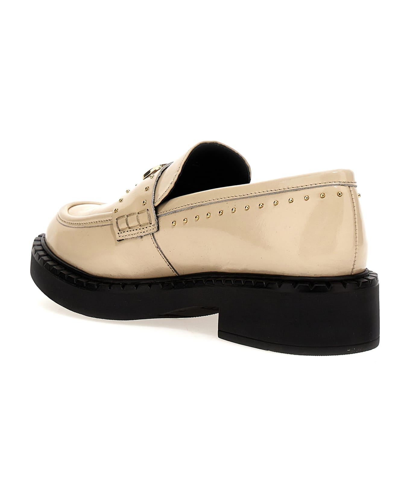 TwinSet Studded Logo Loafers - White/Black