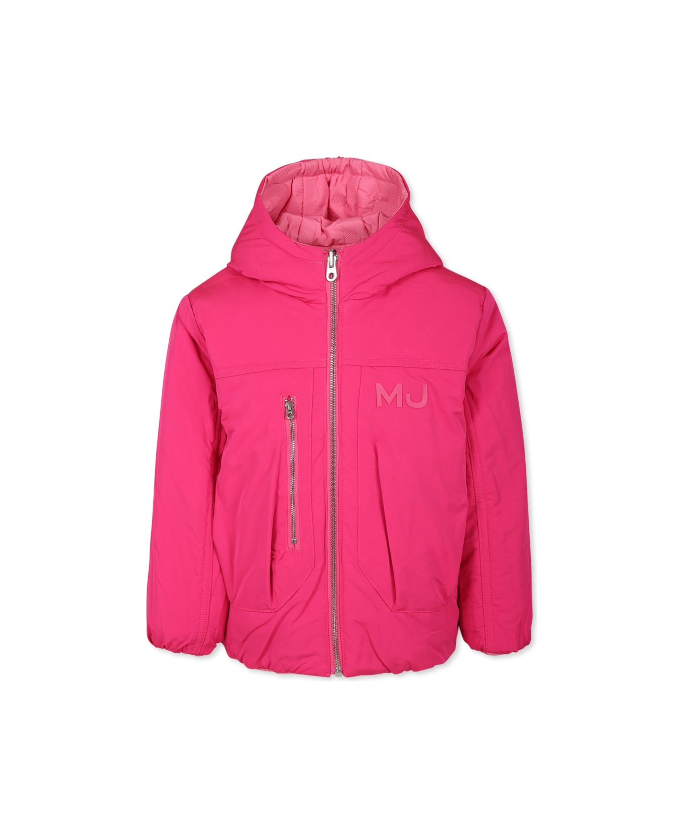 Marc Jacobs Fuchsia Reversible Down Jacket For Girl With Logo - Fuchsia