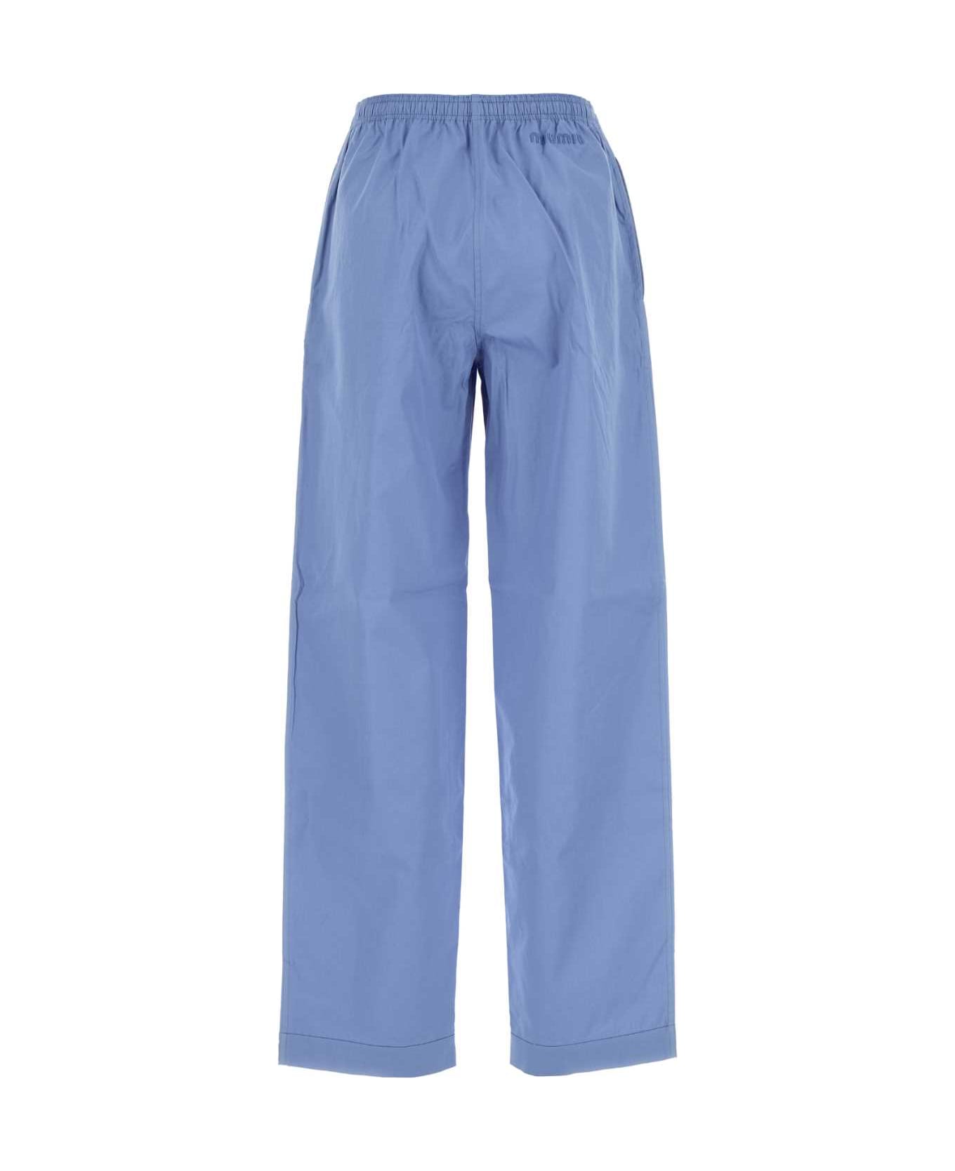 Miu Miu Cerulean Blue Poplin Pyjama Pant - AZZURRO