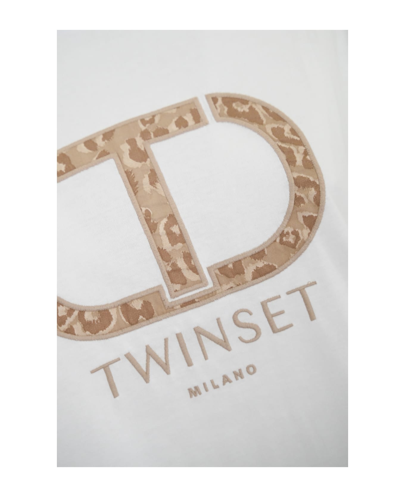 TwinSet Cotton T-shirt With Animalier Logo - White