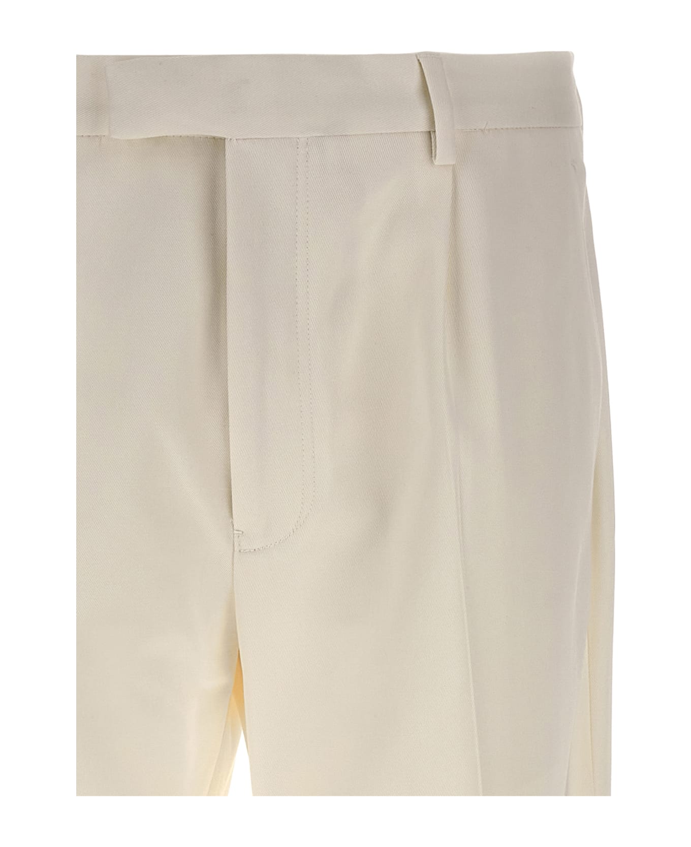 Zegna Front Pleat Pants - White ボトムス