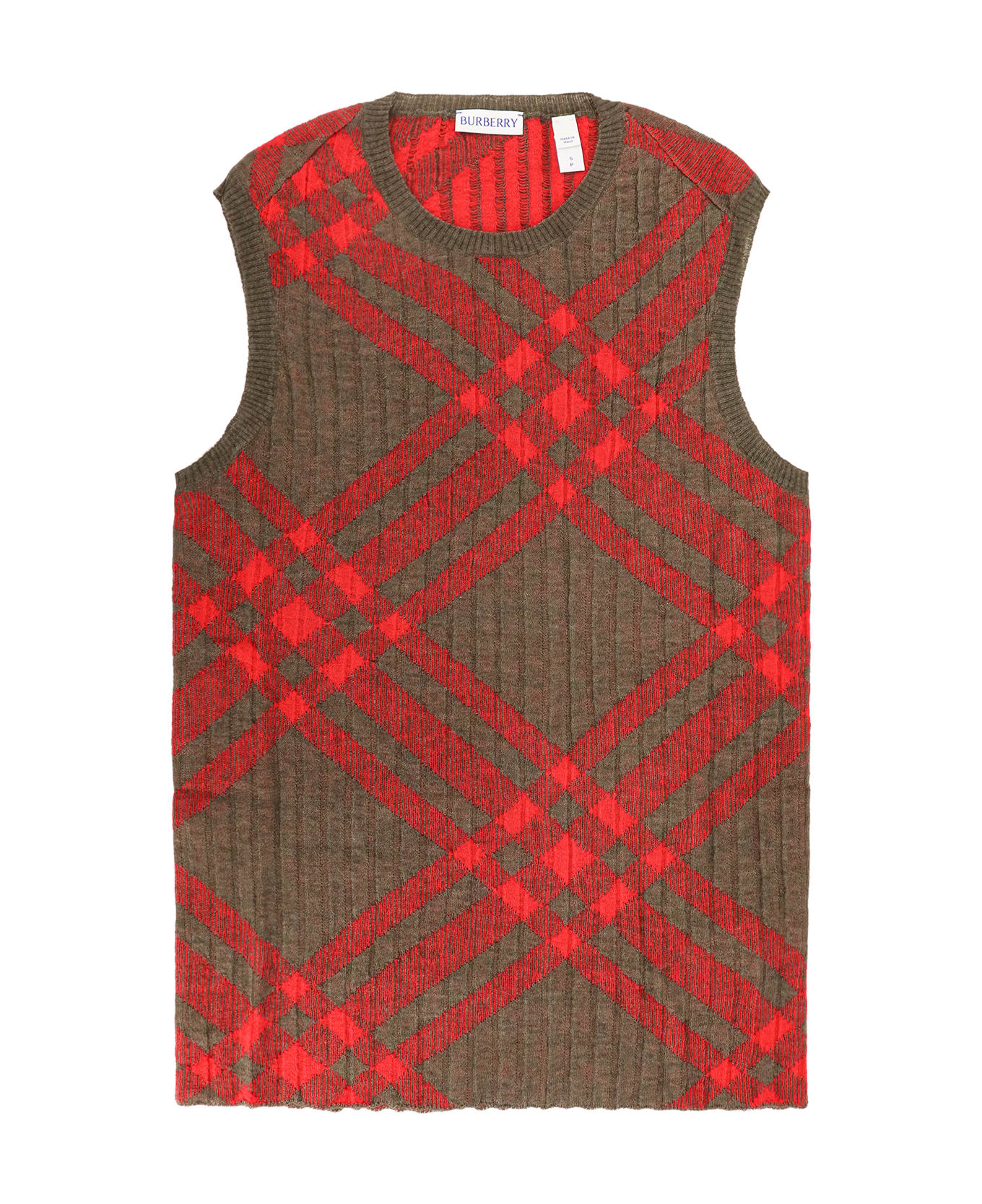 Burberry 
check
 Dark Green Nylon Blend Vest - Red