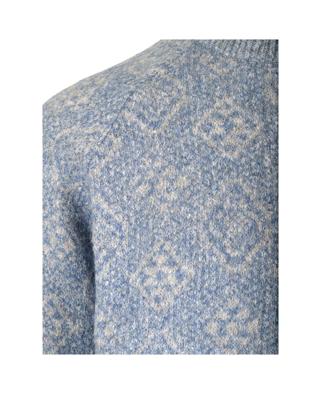 Brunello Cucinelli "geometric" Jacquard Sweater - Light blue